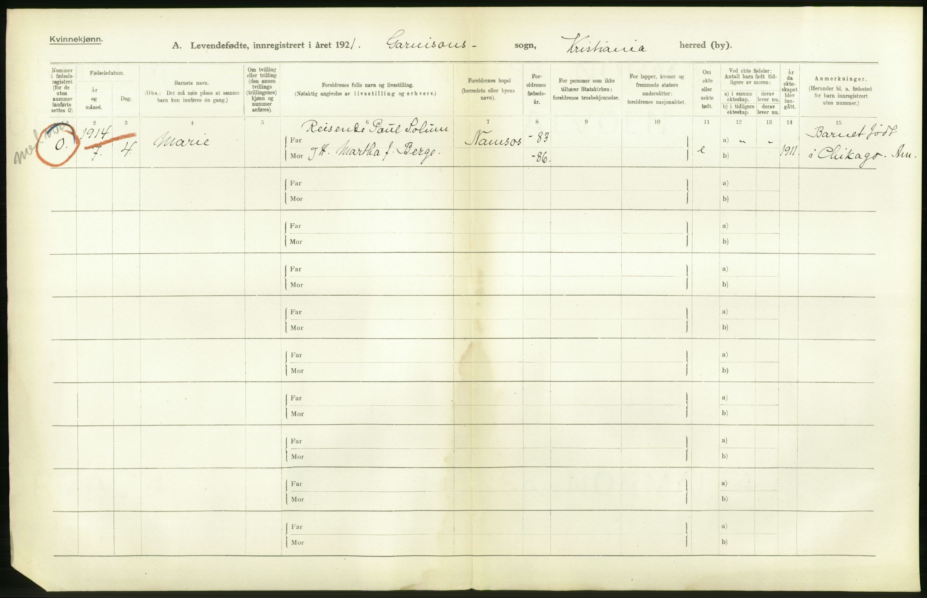 Statistisk sentralbyrå, Sosiodemografiske emner, Befolkning, RA/S-2228/D/Df/Dfc/Dfca/L0009: Kristiania: Levendefødte menn og kvinner., 1921, p. 362