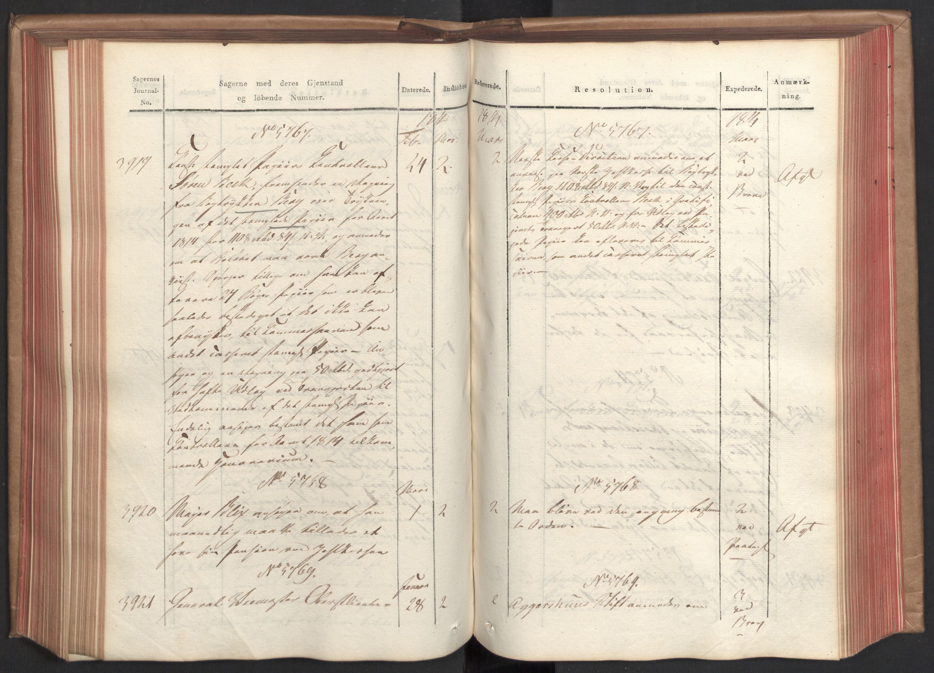 Stattholderembetet 1810-1814, 2. kontor (Kontor B), AV/RA-EA-5432/Ab/L0009: Referatprotokoll,  j.nr. 3539-3951,  l.nr. 5315-5800, 1813-1814, p. 193