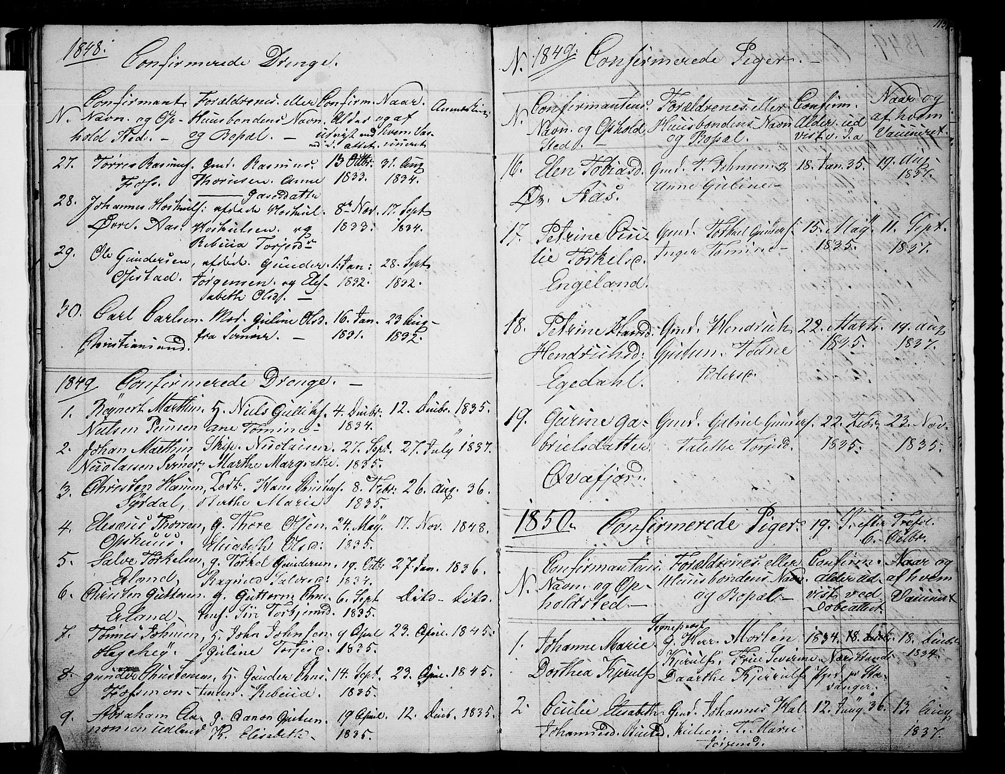 Sør-Audnedal sokneprestkontor, SAK/1111-0039/F/Fb/Fbb/L0002: Parish register (copy) no. B 2, 1846-1865, p. 113