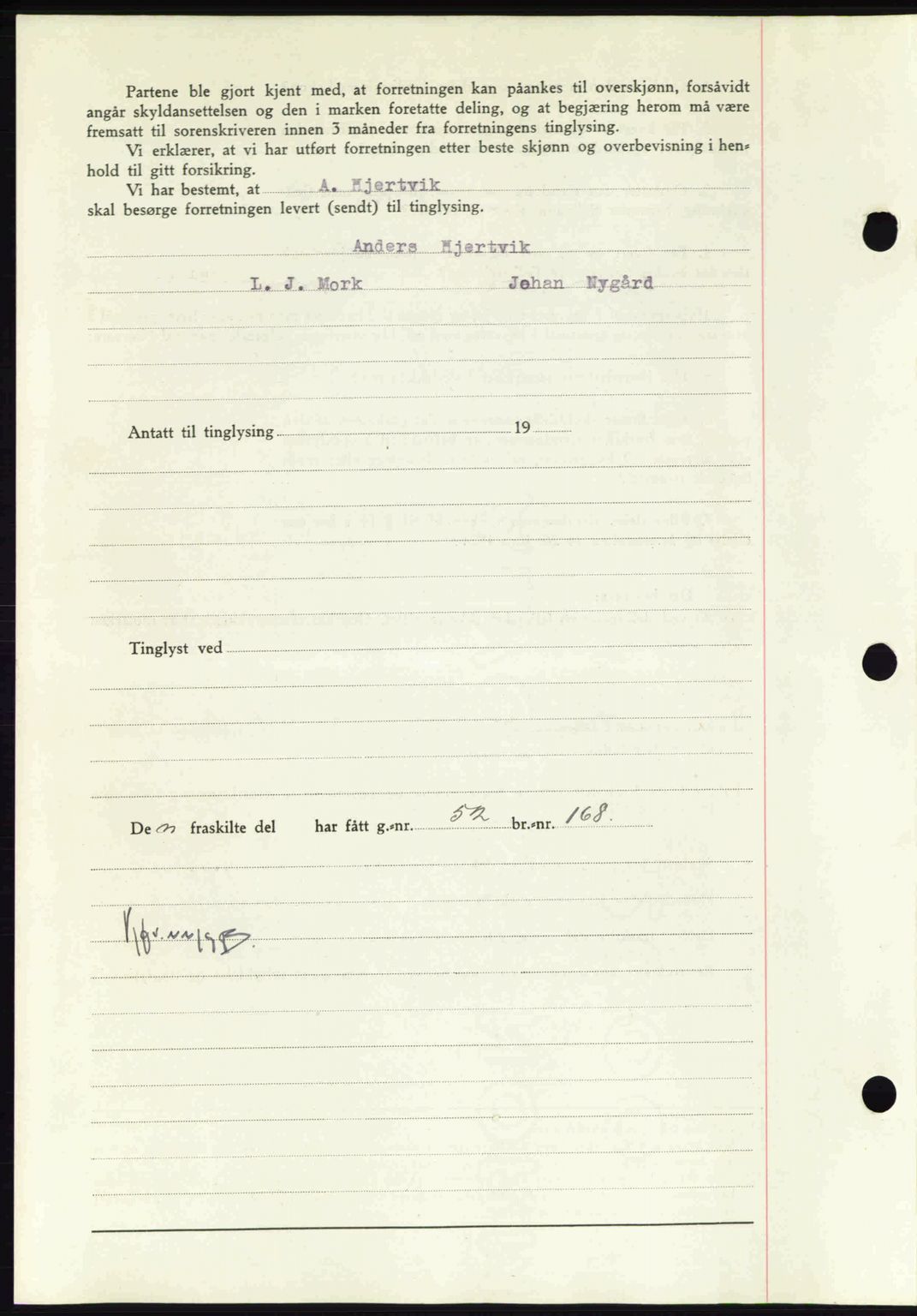 Nordmøre sorenskriveri, AV/SAT-A-4132/1/2/2Ca: Mortgage book no. A92, 1942-1942, Diary no: : 541/1942