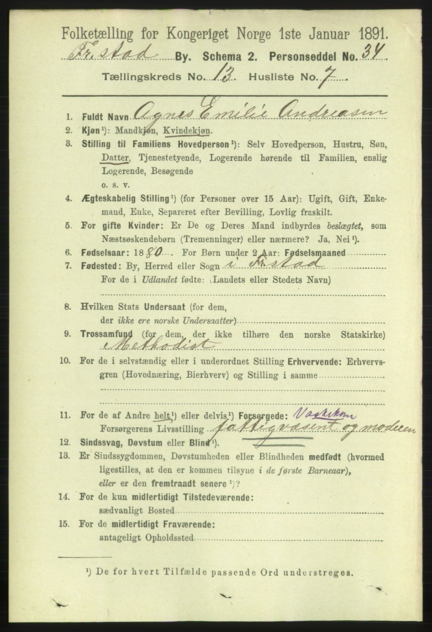 RA, 1891 census for 0103 Fredrikstad, 1891, p. 14464