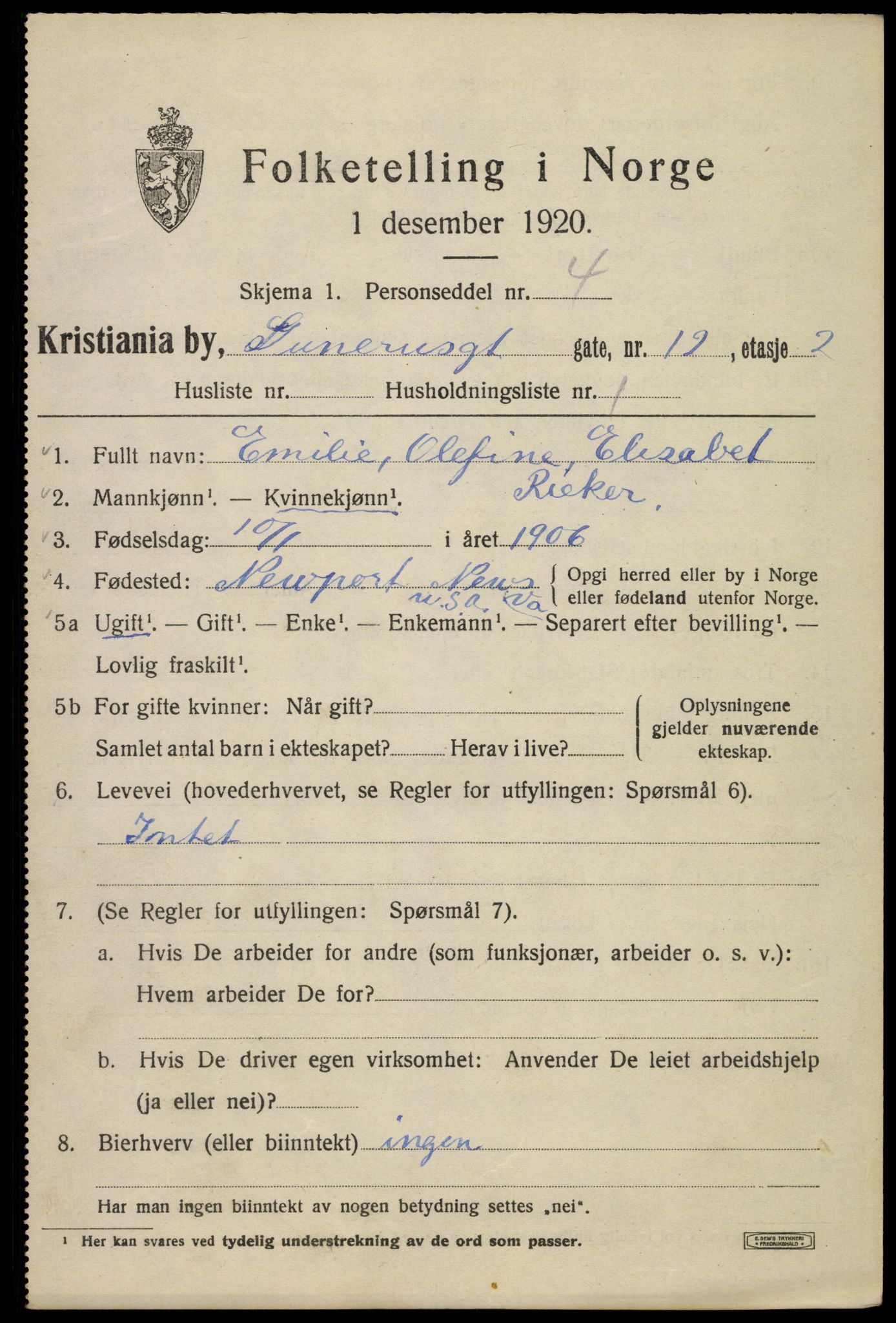 SAO, 1920 census for Kristiania, 1920, p. 261305