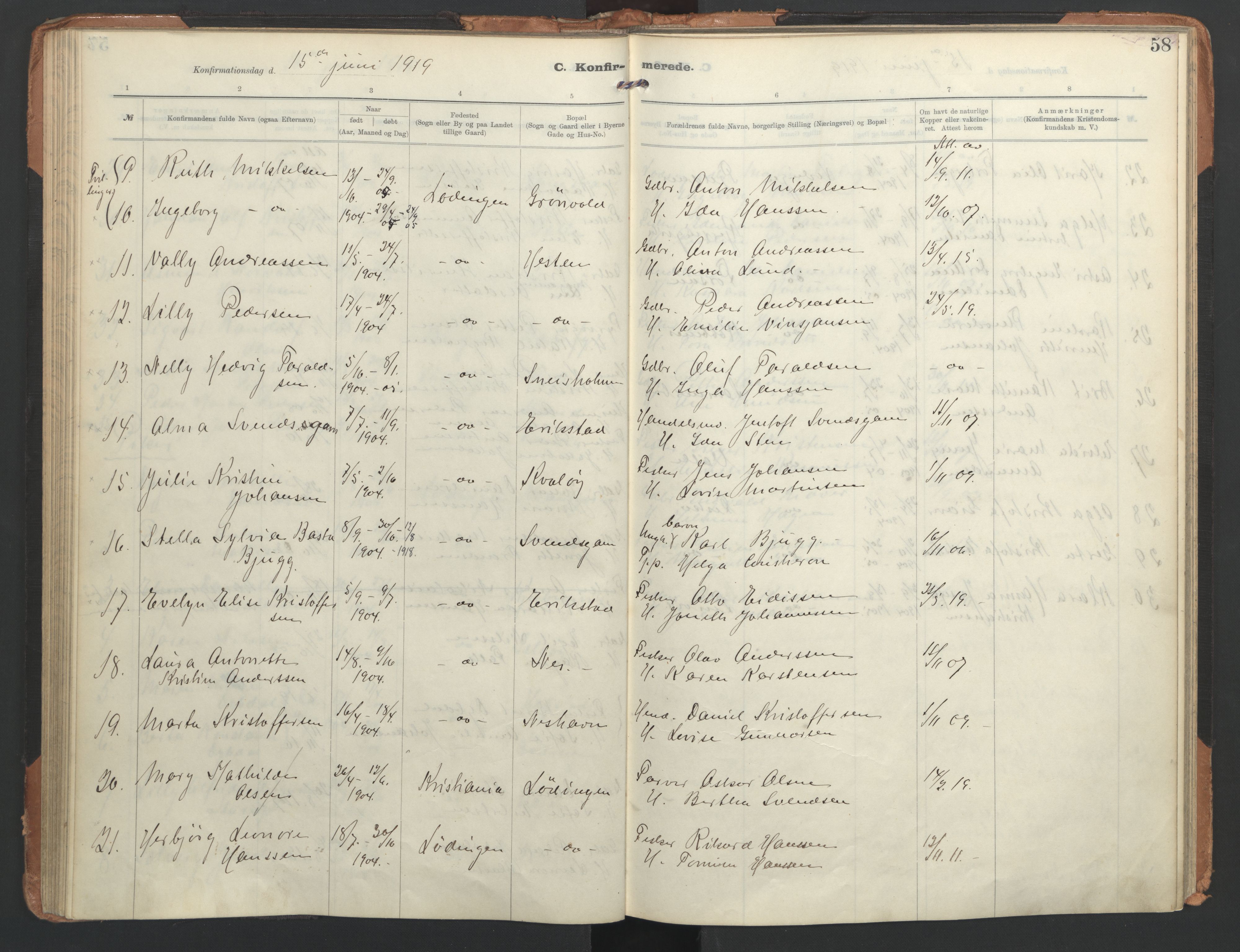 Ministerialprotokoller, klokkerbøker og fødselsregistre - Nordland, AV/SAT-A-1459/872/L1042: Parish register (official) no. 872A17, 1910-1937, p. 58