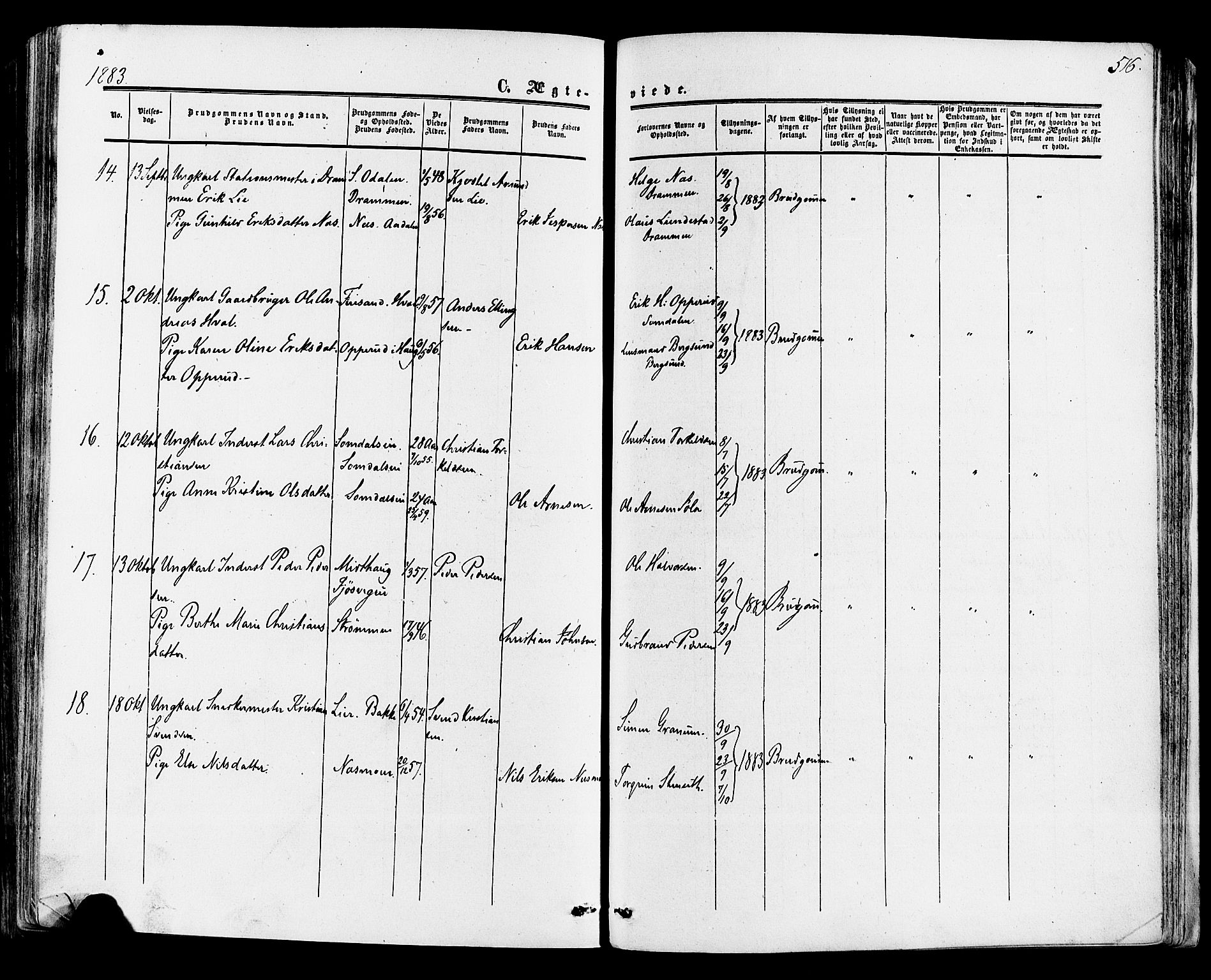 Ådal kirkebøker, AV/SAKO-A-248/F/Fa/L0001: Parish register (official) no. I 1, 1857-1883, p. 516