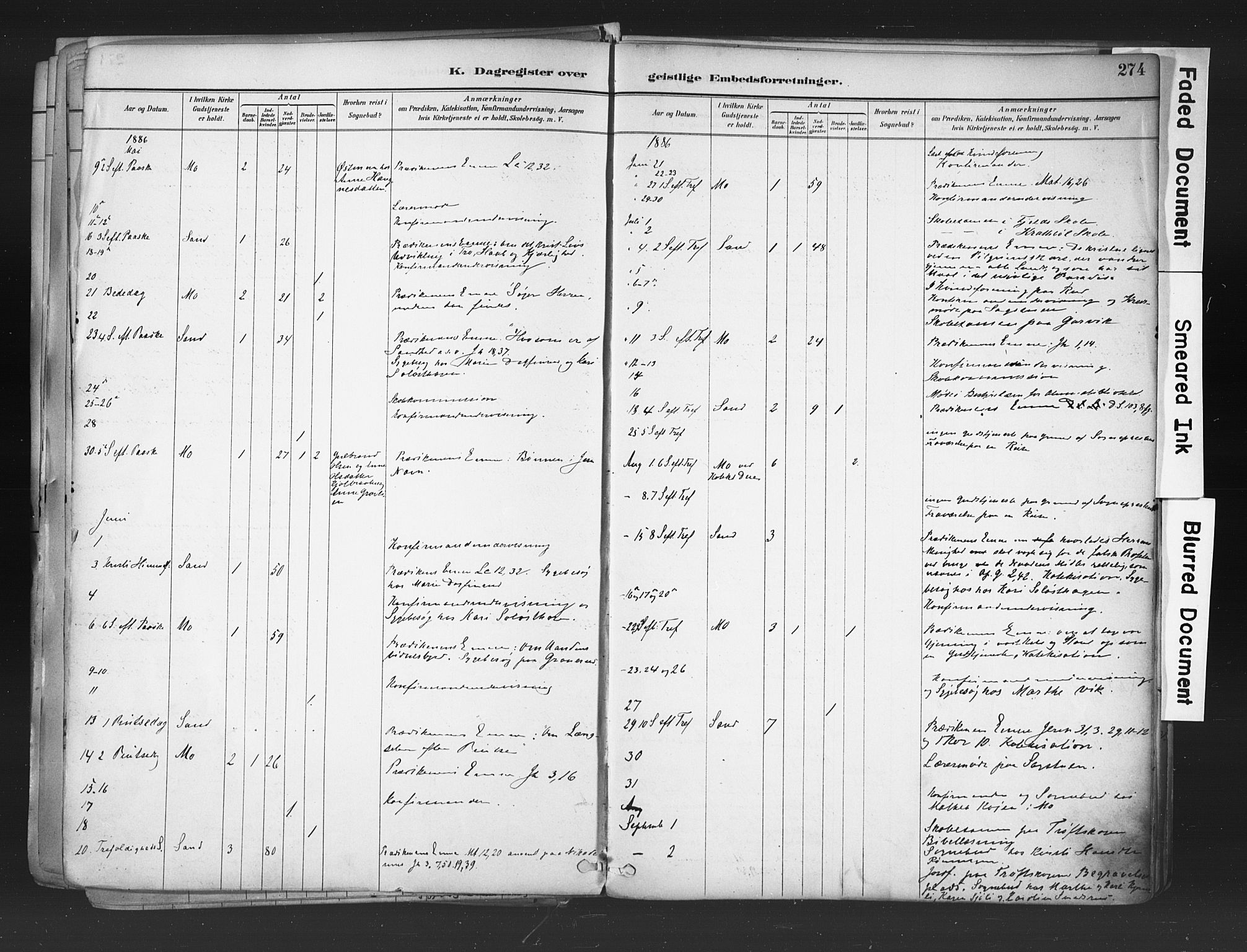 Nord-Odal prestekontor, AV/SAH-PREST-032/H/Ha/Haa/L0006: Parish register (official) no. 6, 1886-1901, p. 274