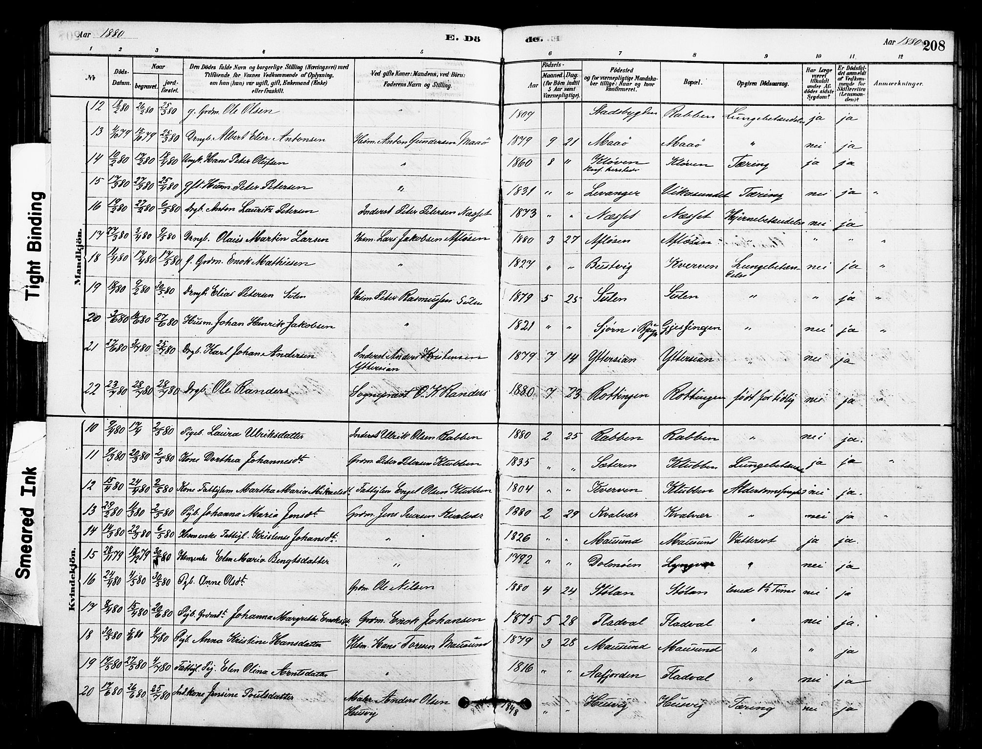 Ministerialprotokoller, klokkerbøker og fødselsregistre - Sør-Trøndelag, SAT/A-1456/640/L0578: Parish register (official) no. 640A03, 1879-1889, p. 208