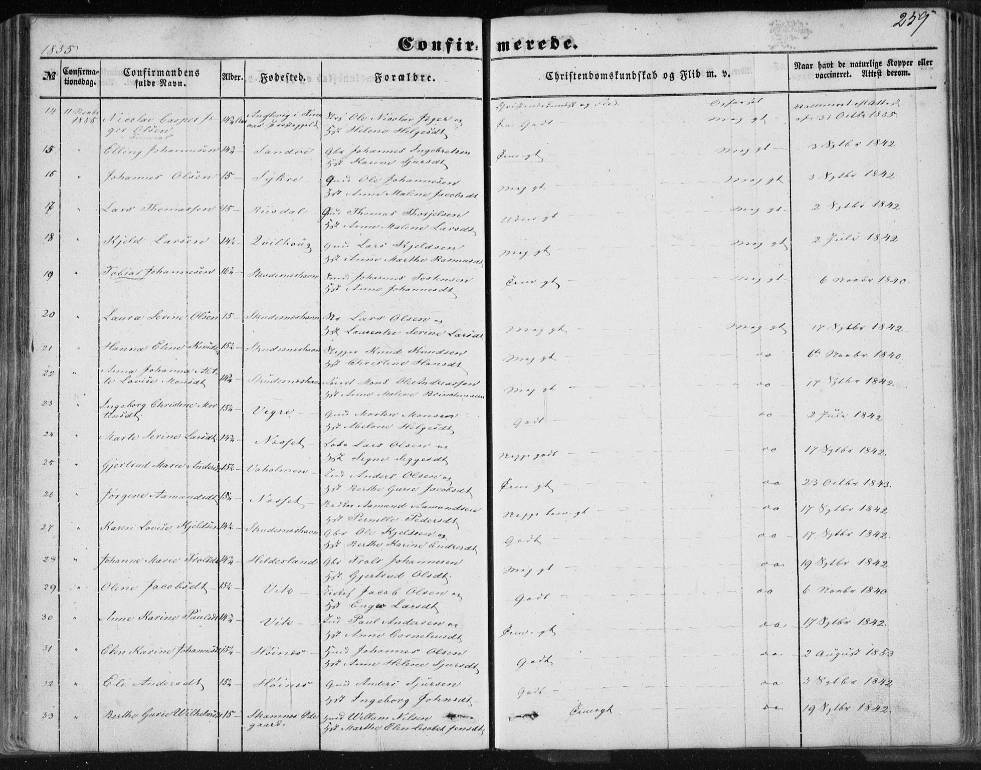 Skudenes sokneprestkontor, AV/SAST-A -101849/H/Ha/Haa/L0004: Parish register (official) no. A 3.1, 1847-1863, p. 259