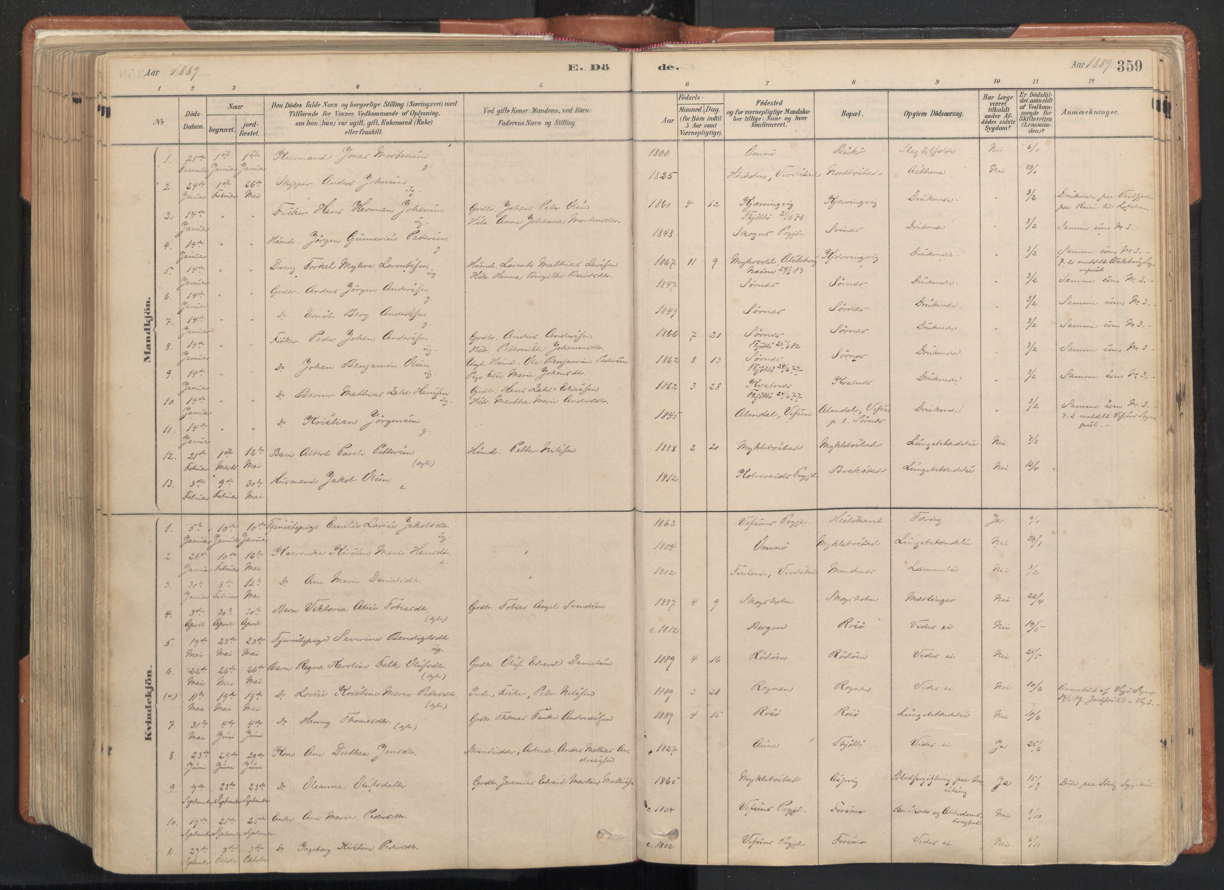 Ministerialprotokoller, klokkerbøker og fødselsregistre - Nordland, SAT/A-1459/817/L0264: Parish register (official) no. 817A04, 1878-1907, p. 359