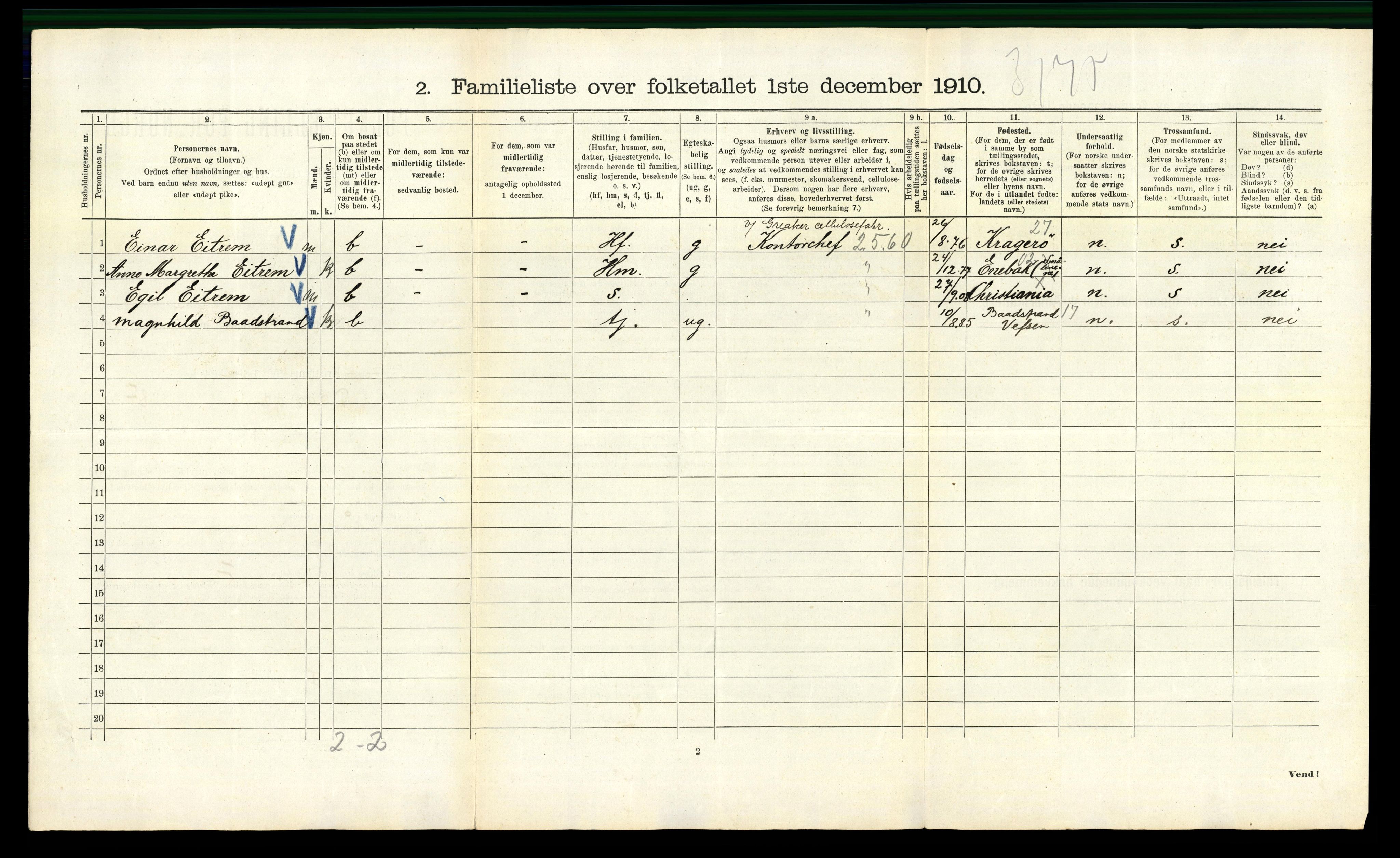 RA, 1910 census for Kristiania, 1910, p. 14724