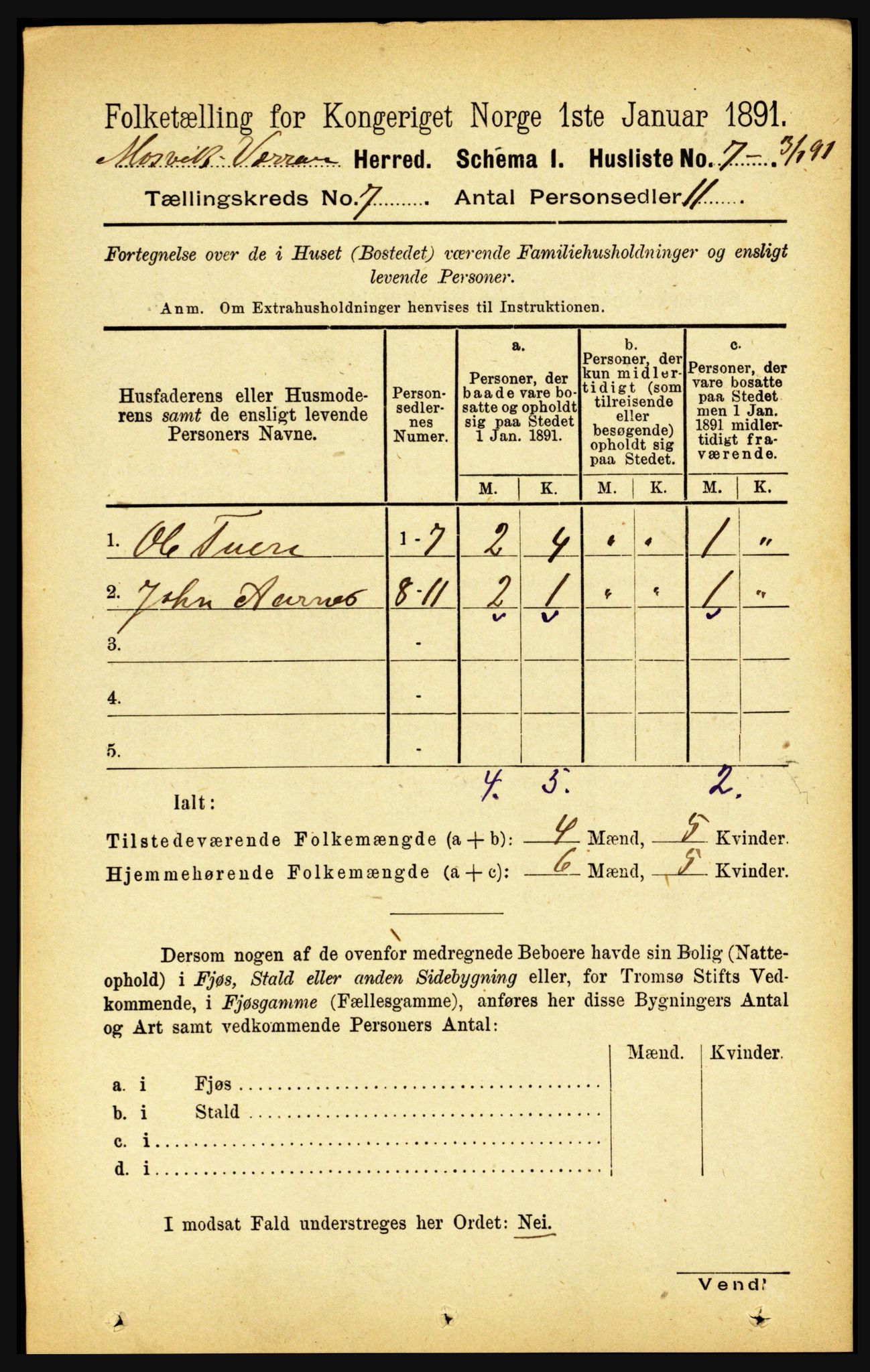 RA, 1891 census for 1723 Mosvik og Verran, 1891, p. 2856