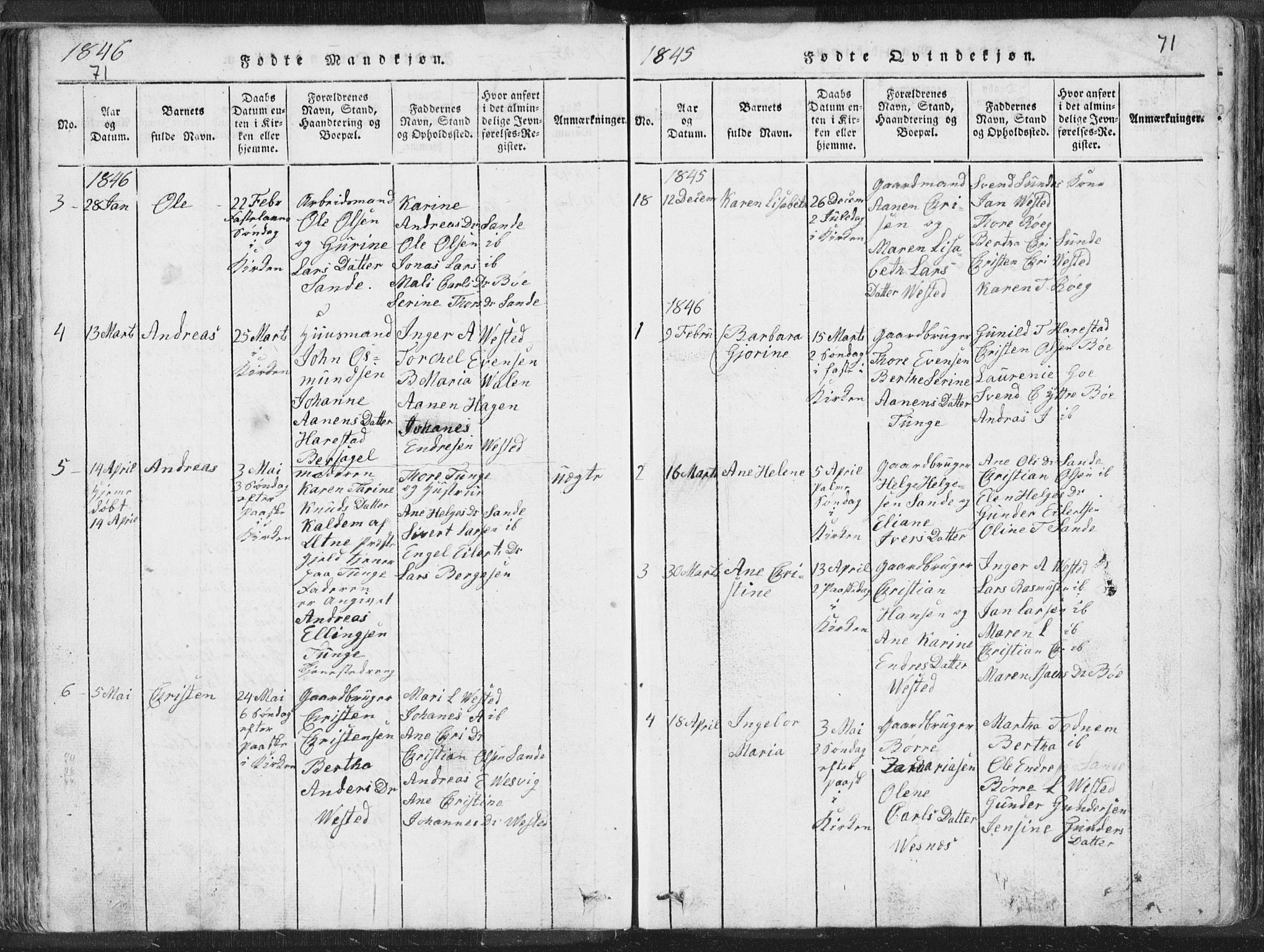 Hetland sokneprestkontor, SAST/A-101826/30/30BA/L0001: Parish register (official) no. A 1, 1816-1856, p. 71
