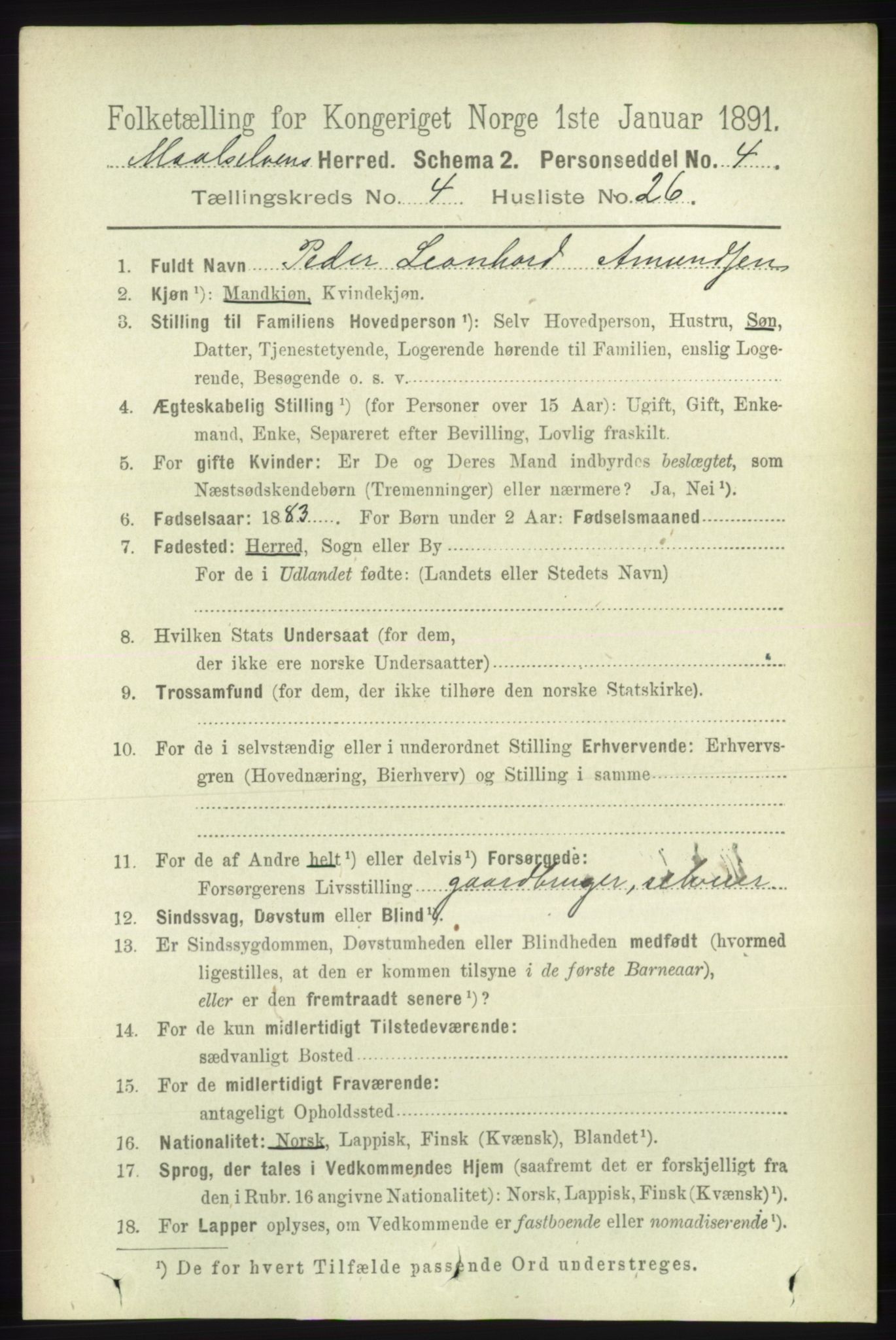 RA, 1891 census for 1924 Målselv, 1891, p. 1270