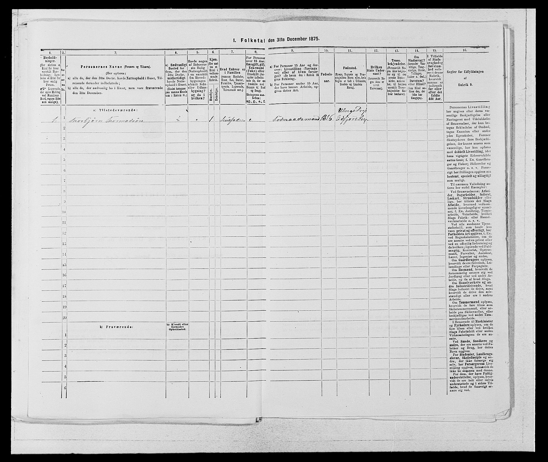 SAB, 1875 census for 1233P Ulvik, 1875, p. 1450