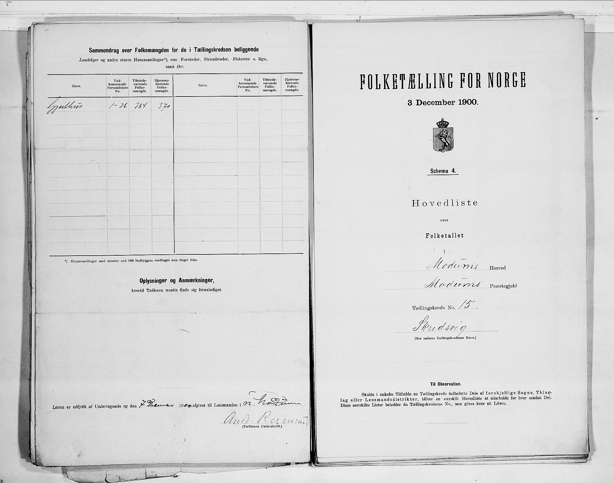 RA, 1900 census for Modum, 1900, p. 38