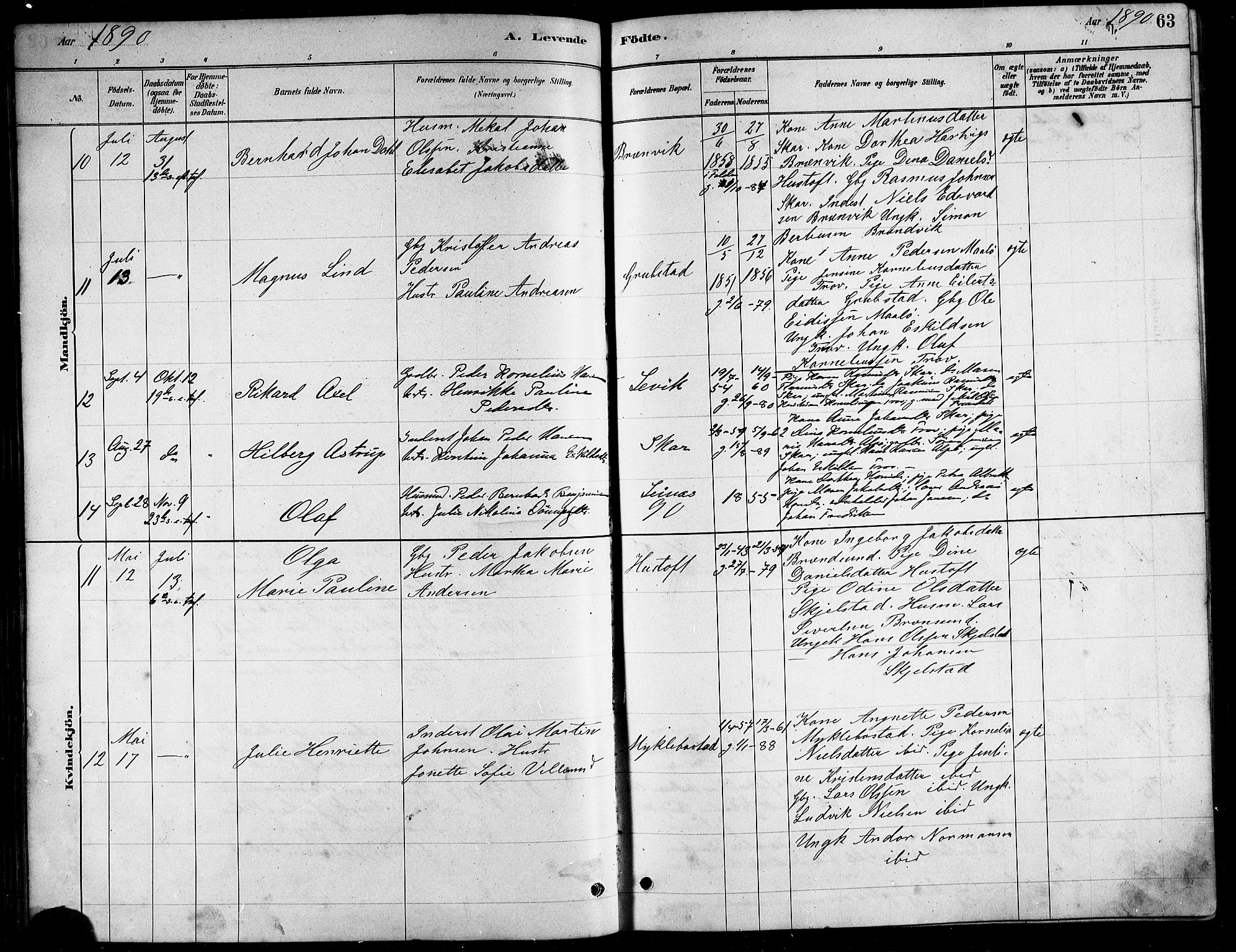 Ministerialprotokoller, klokkerbøker og fødselsregistre - Nordland, AV/SAT-A-1459/857/L0828: Parish register (copy) no. 857C03, 1879-1908, p. 63