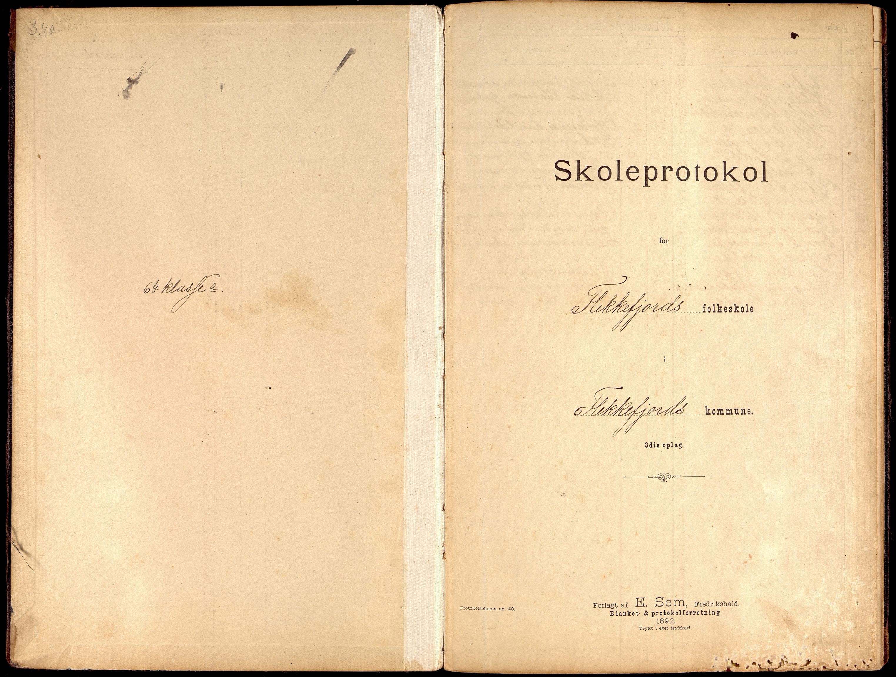 Flekkefjord By - Flekkefjord Folkeskole, ARKSOR/1004FG550/H/L0008: Skoleprotokoll (d), 1896-1909