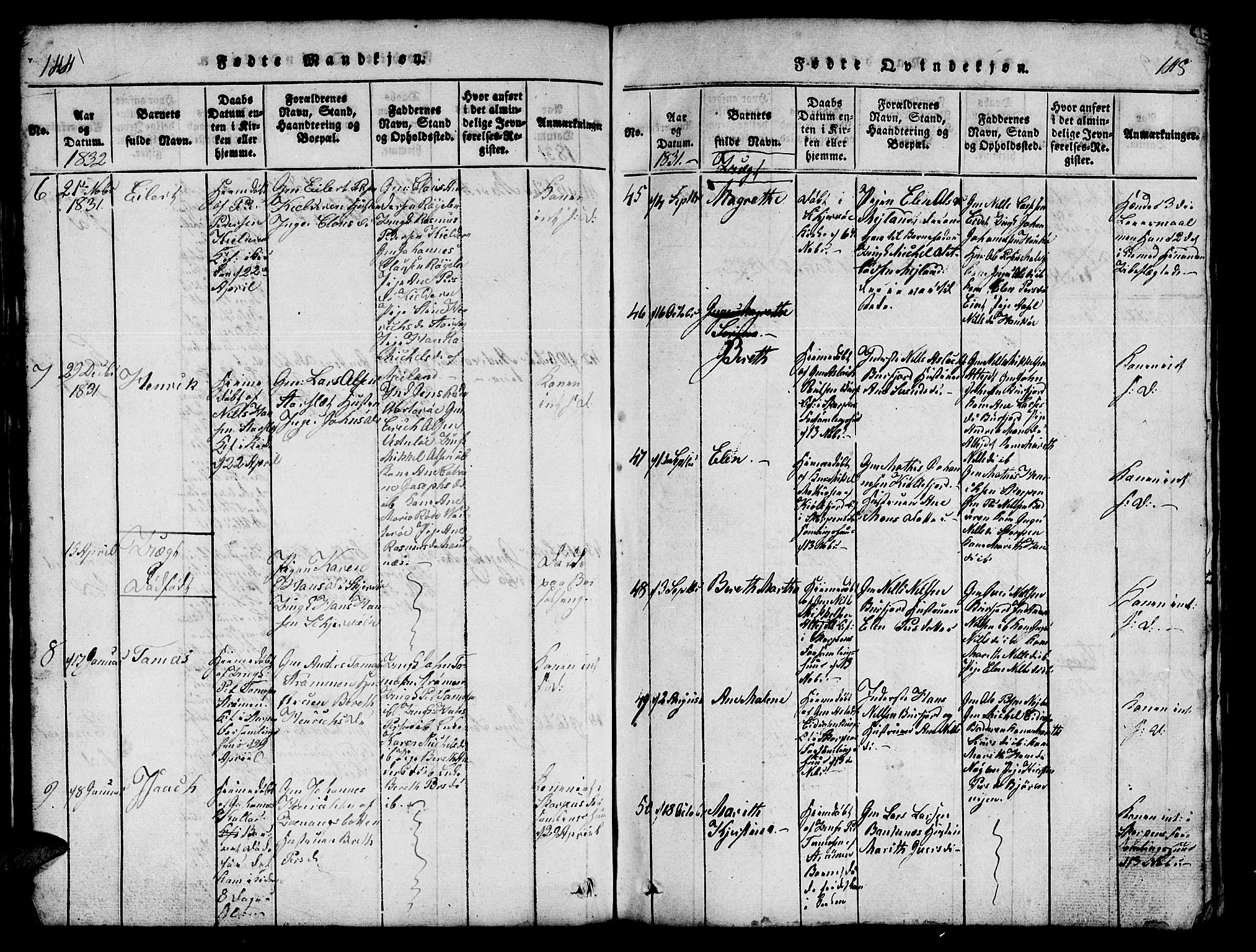 Skjervøy sokneprestkontor, SATØ/S-1300/H/Ha/Hab/L0001klokker: Parish register (copy) no. 1, 1825-1838, p. 144-145