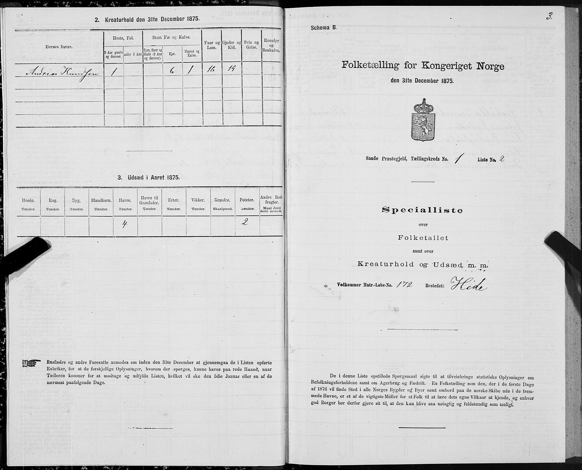 SAT, 1875 census for 1514P Sande, 1875, p. 1003