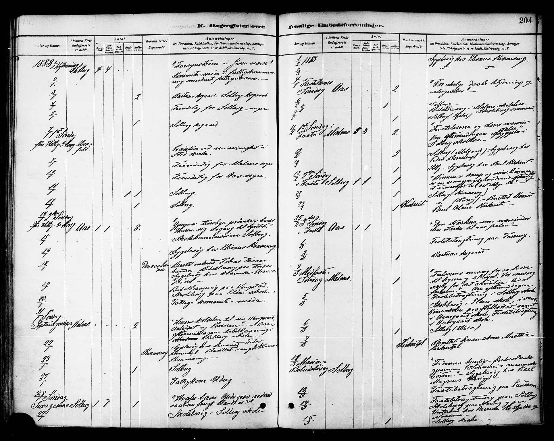 Ministerialprotokoller, klokkerbøker og fødselsregistre - Nord-Trøndelag, AV/SAT-A-1458/741/L0395: Parish register (official) no. 741A09, 1878-1888, p. 204