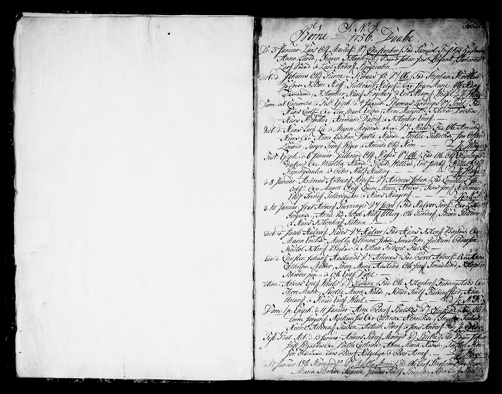 Kongsberg kirkebøker, SAKO/A-22/F/Fa/L0004: Parish register (official) no. I 4, 1756-1768, p. 1