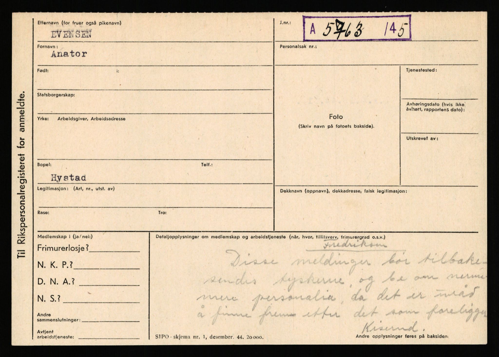 Statspolitiet - Hovedkontoret / Osloavdelingen, AV/RA-S-1329/C/Ca/L0004: Eid - funn av gjenstander	, 1943-1945, p. 2306