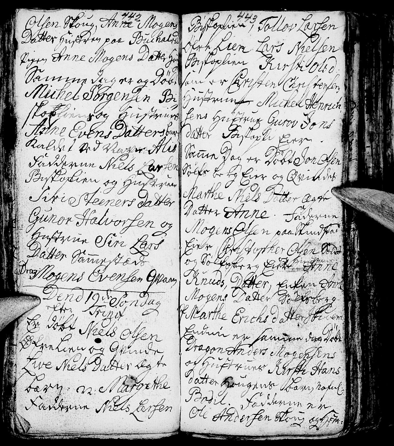 Nes prestekontor, Hedmark, AV/SAH-PREST-020/L/La/L0001: Parish register (copy) no. 1, 1663-1784, p. 442-443