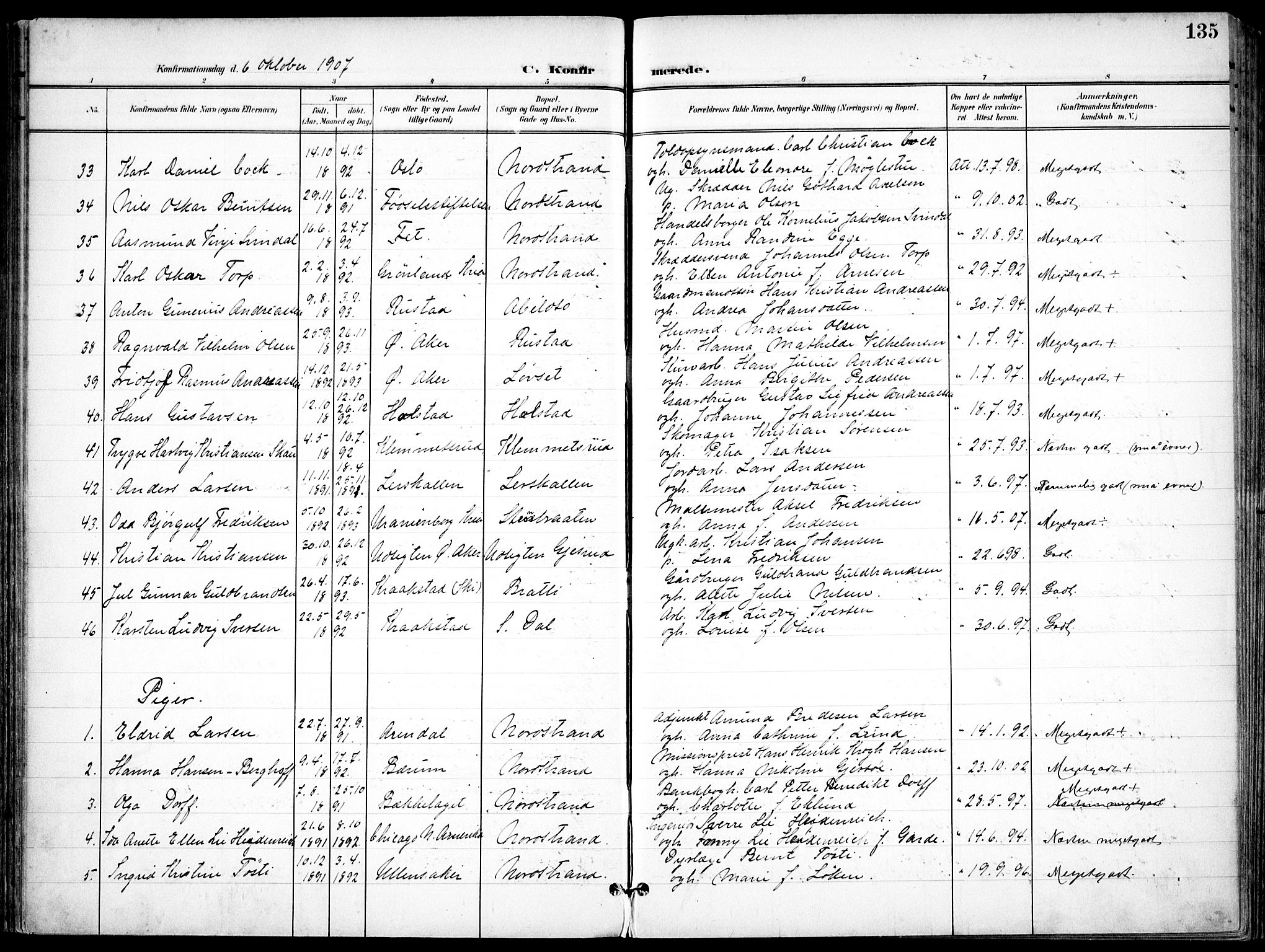 Nordstrand prestekontor Kirkebøker, AV/SAO-A-10362a/F/Fa/L0001: Parish register (official) no. 1, 1900-1914, p. 135