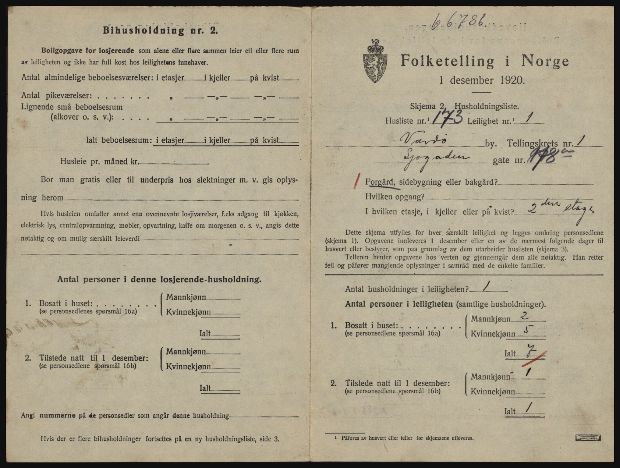 SATØ, 1920 census for Vardø, 1920, p. 1629