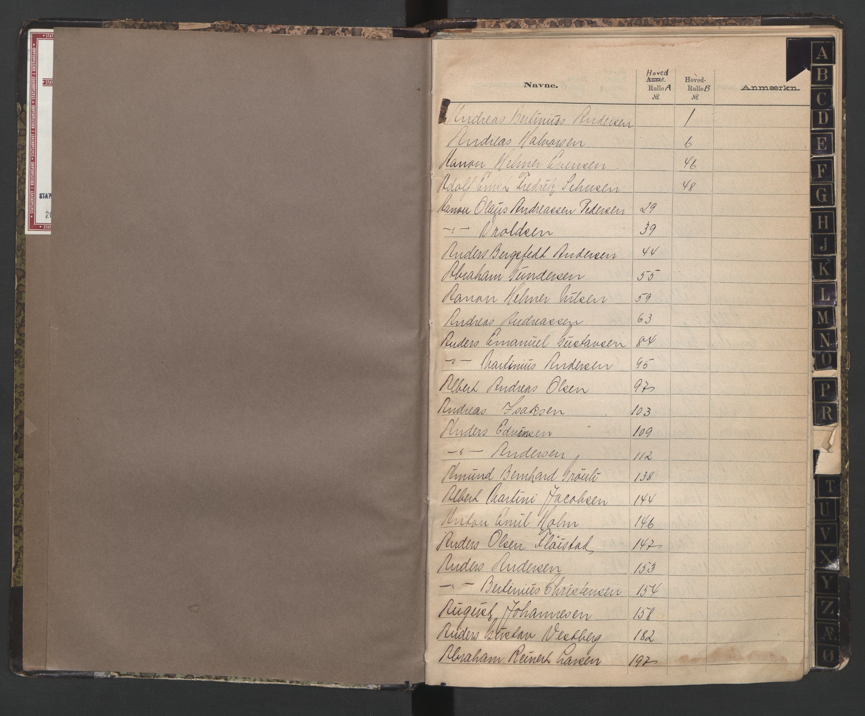 Arendal mønstringskrets, AV/SAK-2031-0012/F/Fb/L0006: Register til hovedrulle A og B, E-7, 1888-1948, p. 2