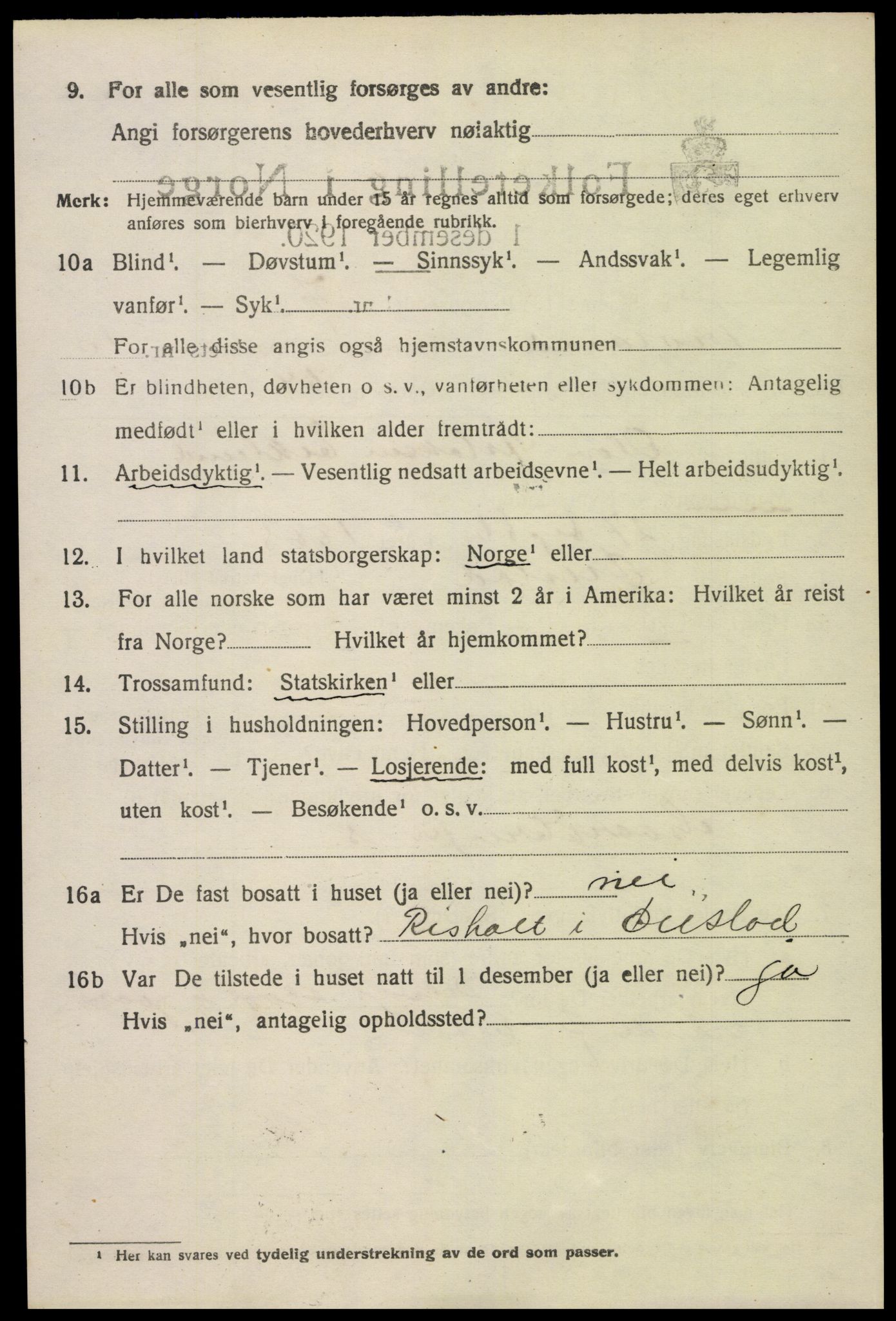 SAK, 1920 census for Froland, 1920, p. 5514