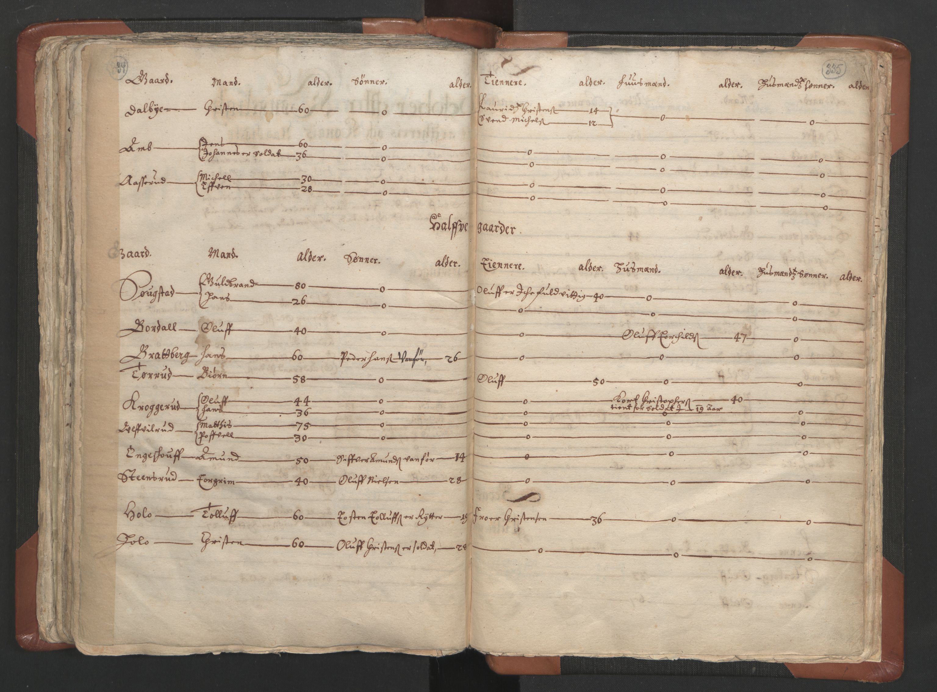 RA, Vicar's Census 1664-1666, no. 5: Hedmark deanery, 1664-1666, p. 334-335