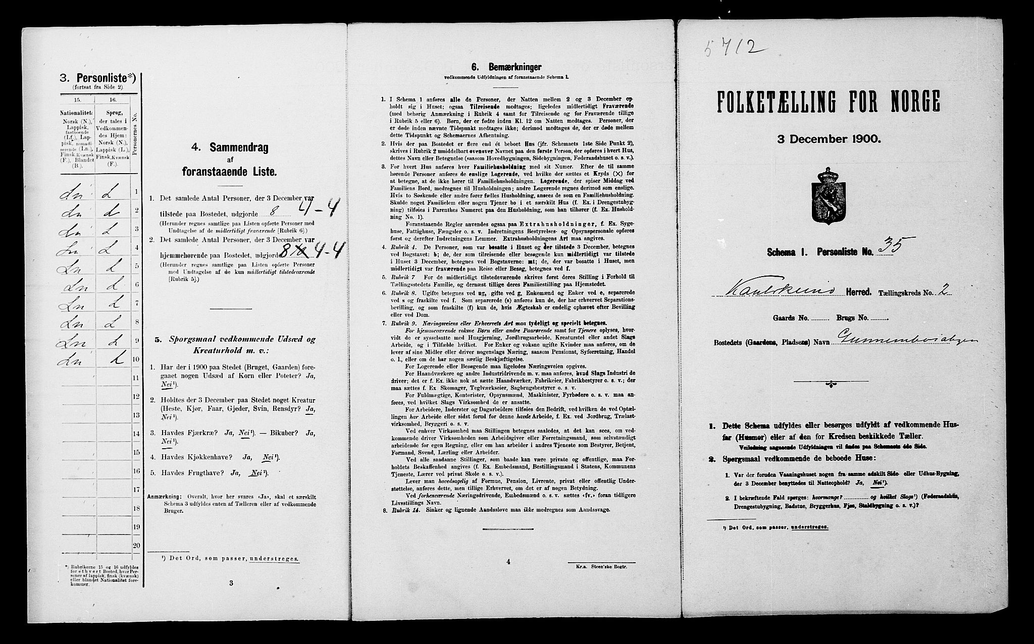 SATØ, 1900 census for Kautokeino, 1900, p. 196