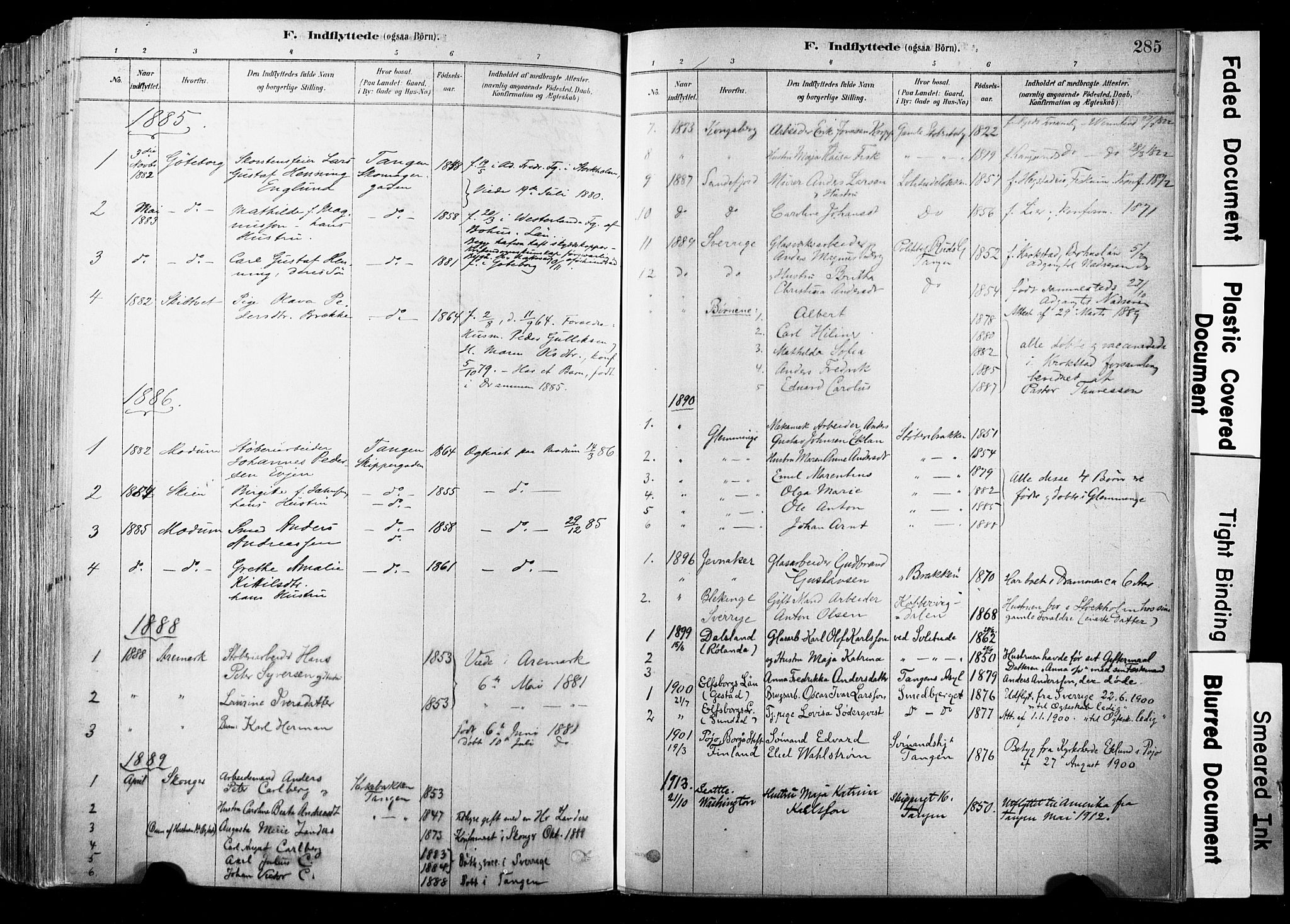 Strømsø kirkebøker, SAKO/A-246/F/Fb/L0006: Parish register (official) no. II 6, 1879-1910, p. 285