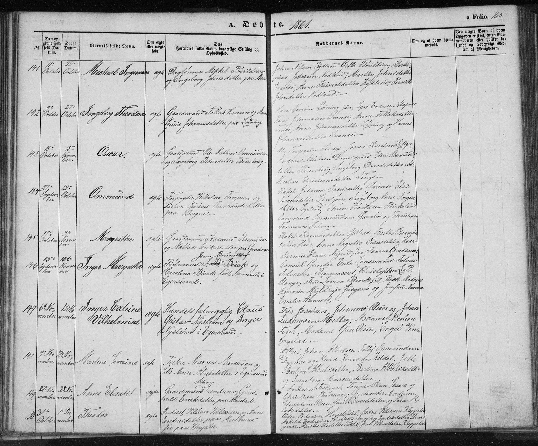 Eigersund sokneprestkontor, SAST/A-101807/S08/L0012: Parish register (official) no. A 12.1, 1850-1865, p. 160