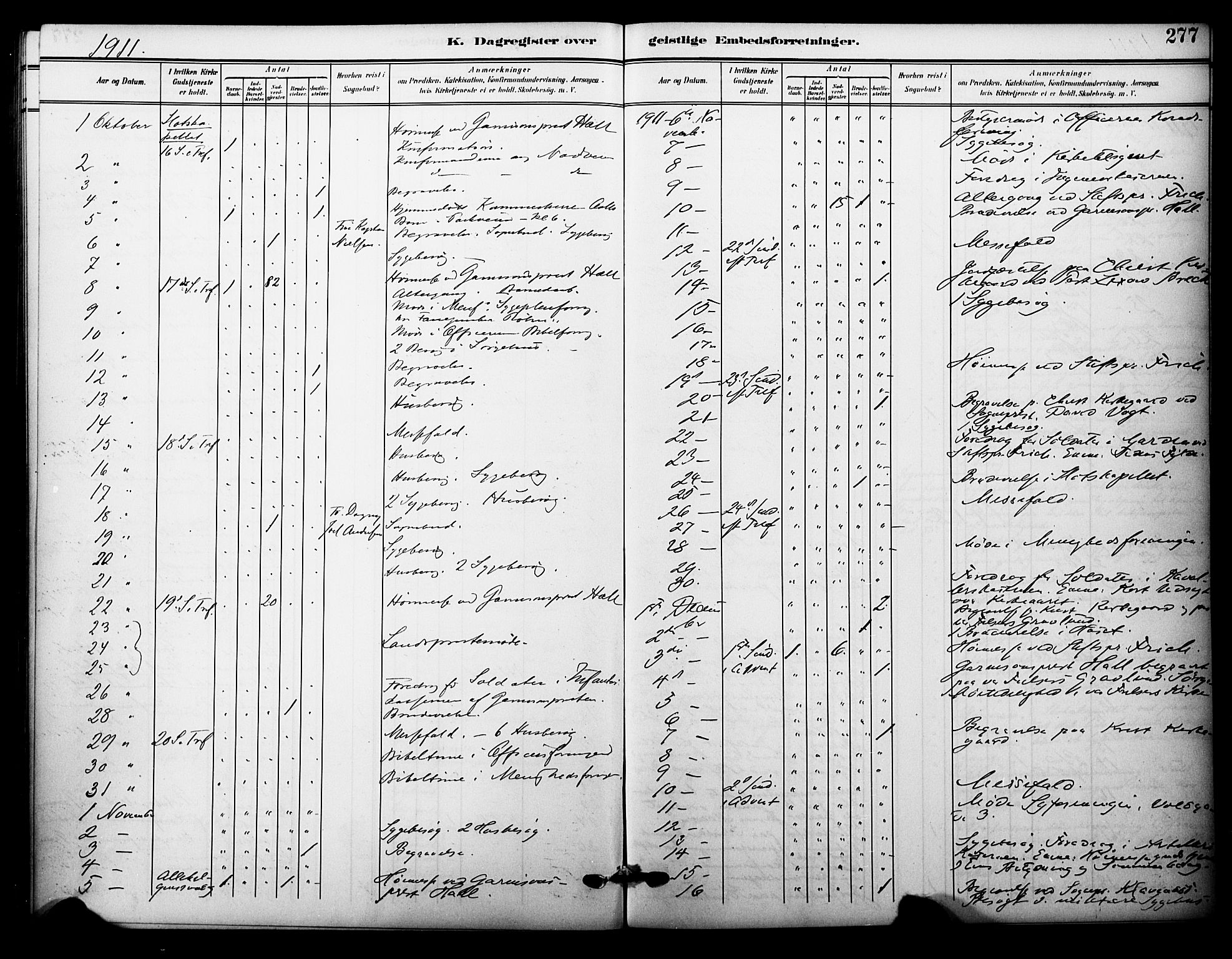 Garnisonsmenigheten Kirkebøker, SAO/A-10846/F/Fa/L0014: Parish register (official) no. 14, 1905-1914, p. 277