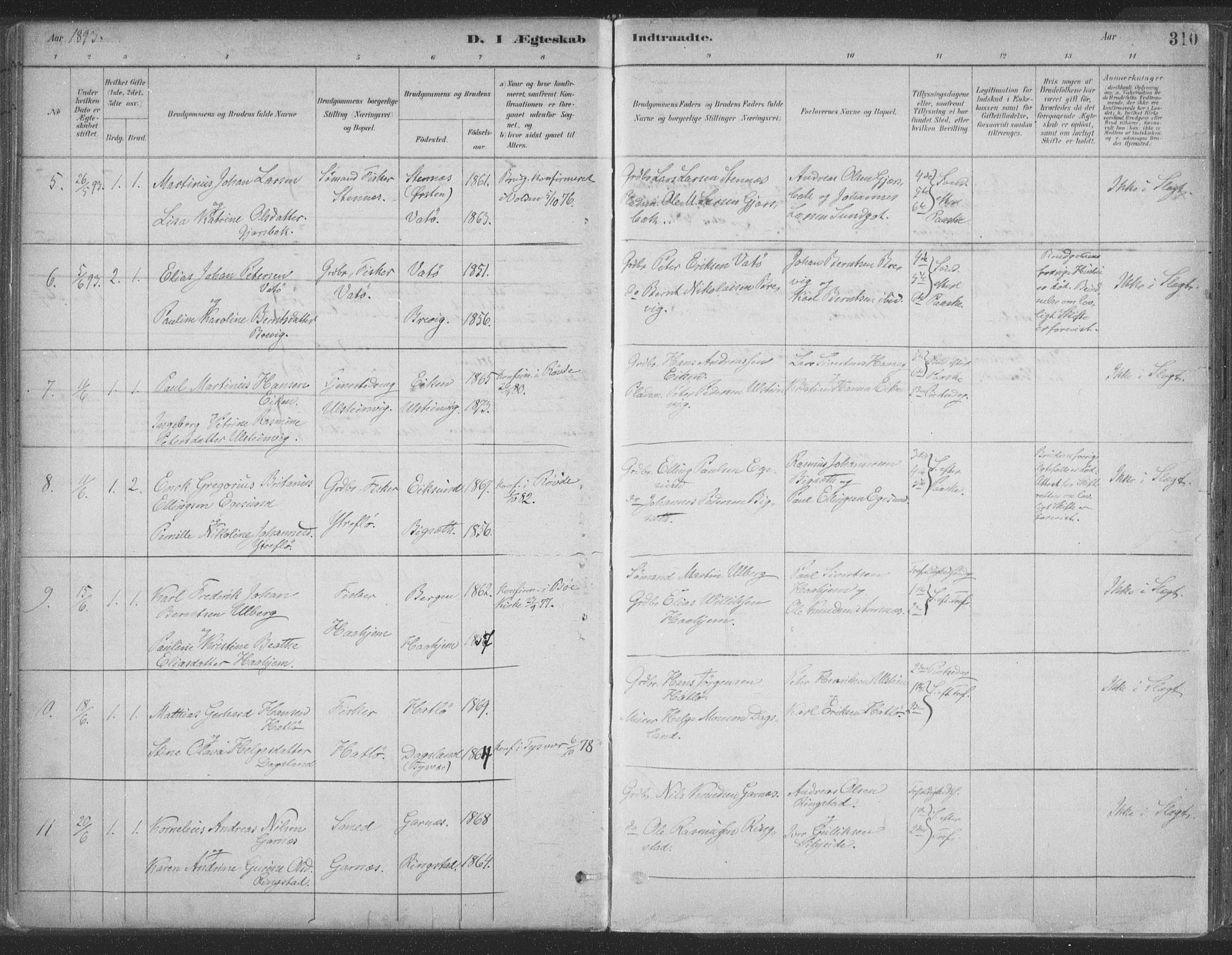 Ministerialprotokoller, klokkerbøker og fødselsregistre - Møre og Romsdal, AV/SAT-A-1454/509/L0106: Parish register (official) no. 509A04, 1883-1922, p. 310