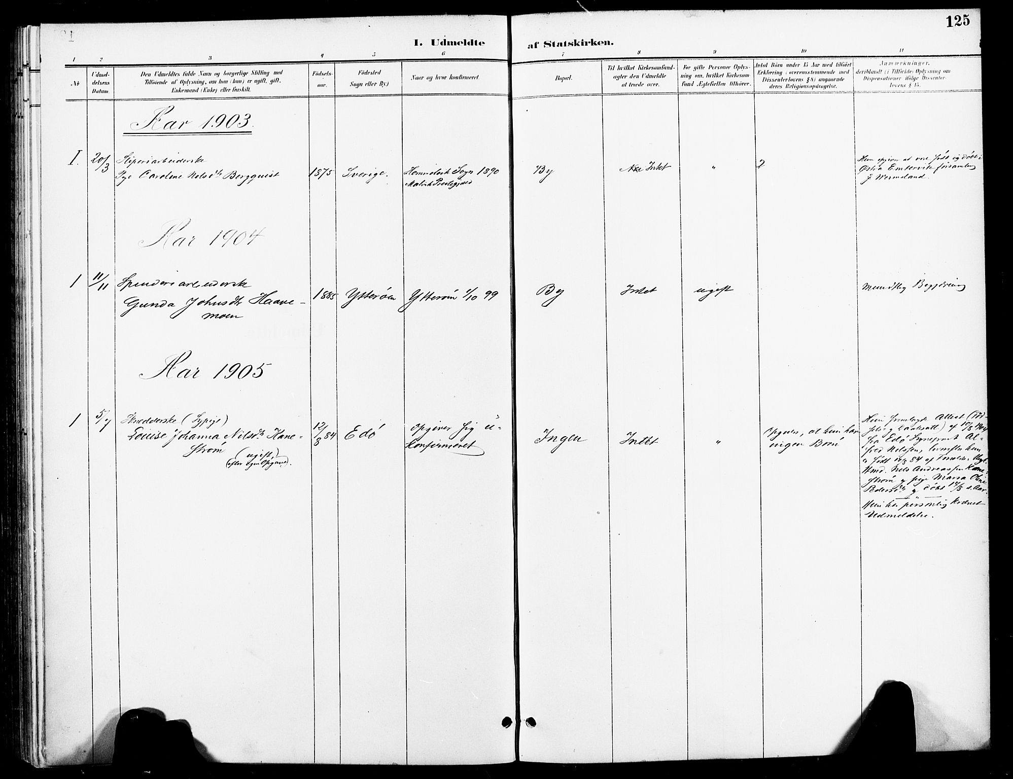 Ministerialprotokoller, klokkerbøker og fødselsregistre - Nord-Trøndelag, AV/SAT-A-1458/740/L0379: Parish register (official) no. 740A02, 1895-1907, p. 125