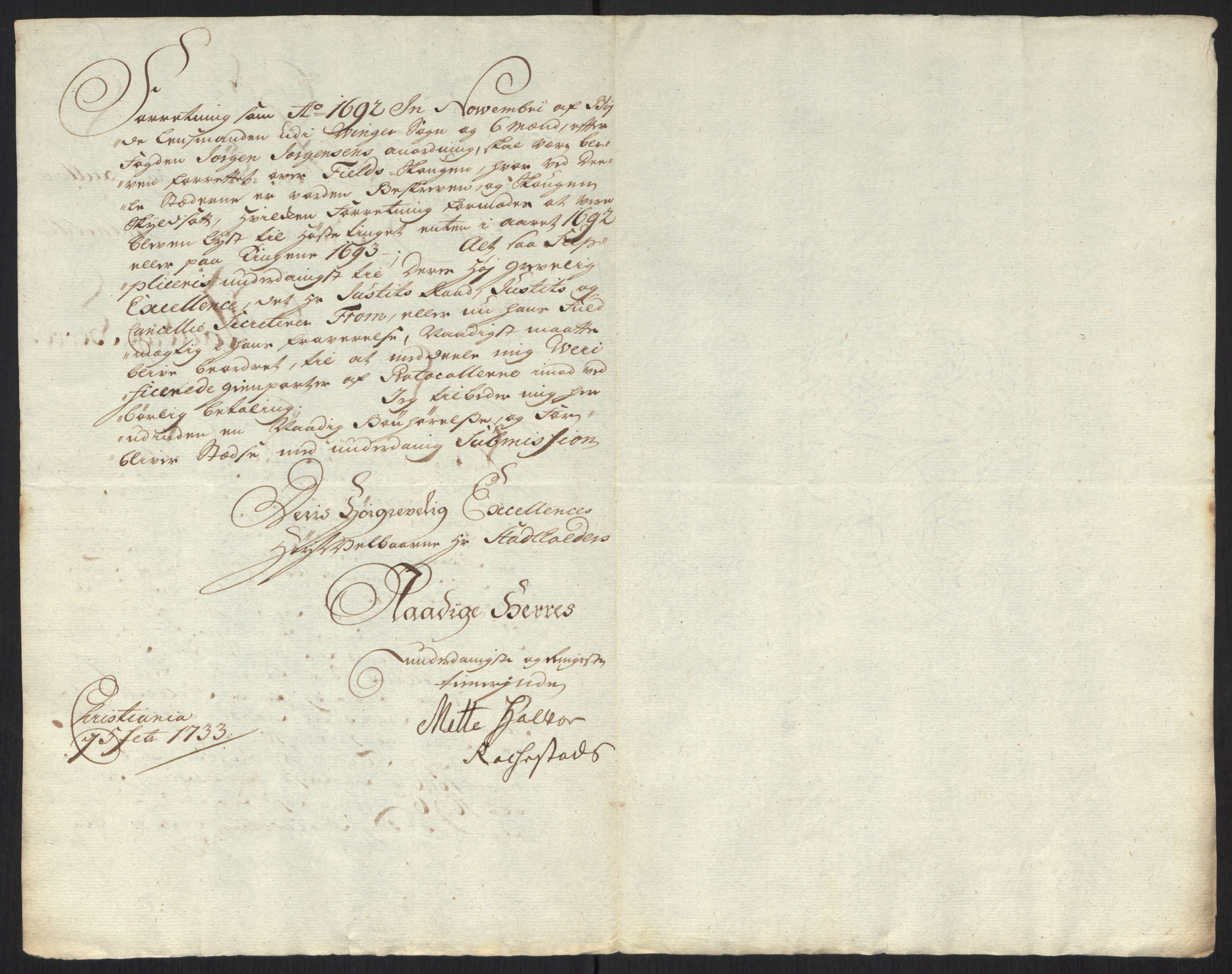 Stattholderembetet 1572-1771, AV/RA-EA-2870/Ef/L0107: Brev fra embetsmenn og andre, 1733-1734, p. 29