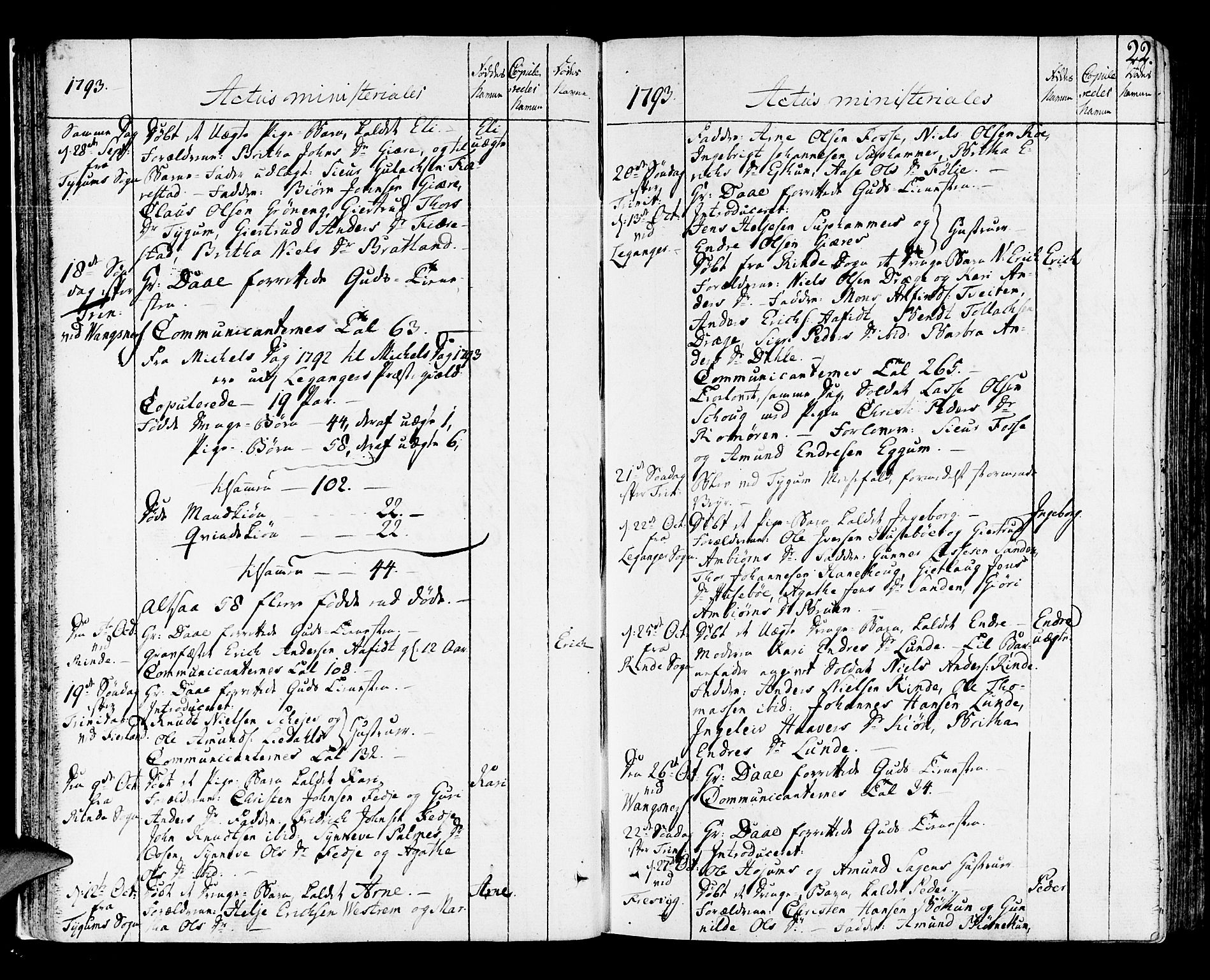 Leikanger sokneprestembete, AV/SAB-A-81001/H/Haa/Haaa/L0005: Parish register (official) no. A 5, 1792-1809, p. 22