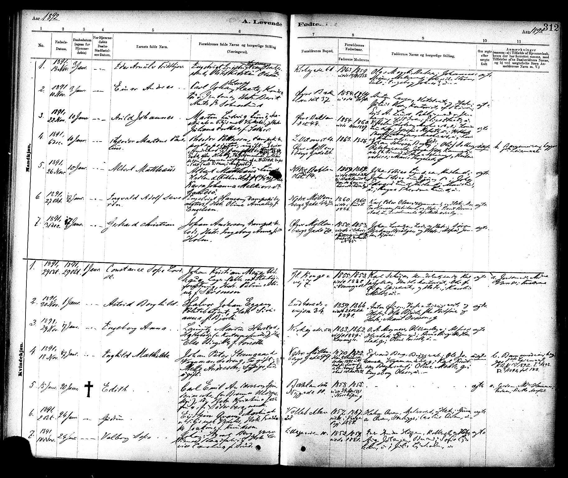 Ministerialprotokoller, klokkerbøker og fødselsregistre - Sør-Trøndelag, SAT/A-1456/604/L0188: Parish register (official) no. 604A09, 1878-1892, p. 312