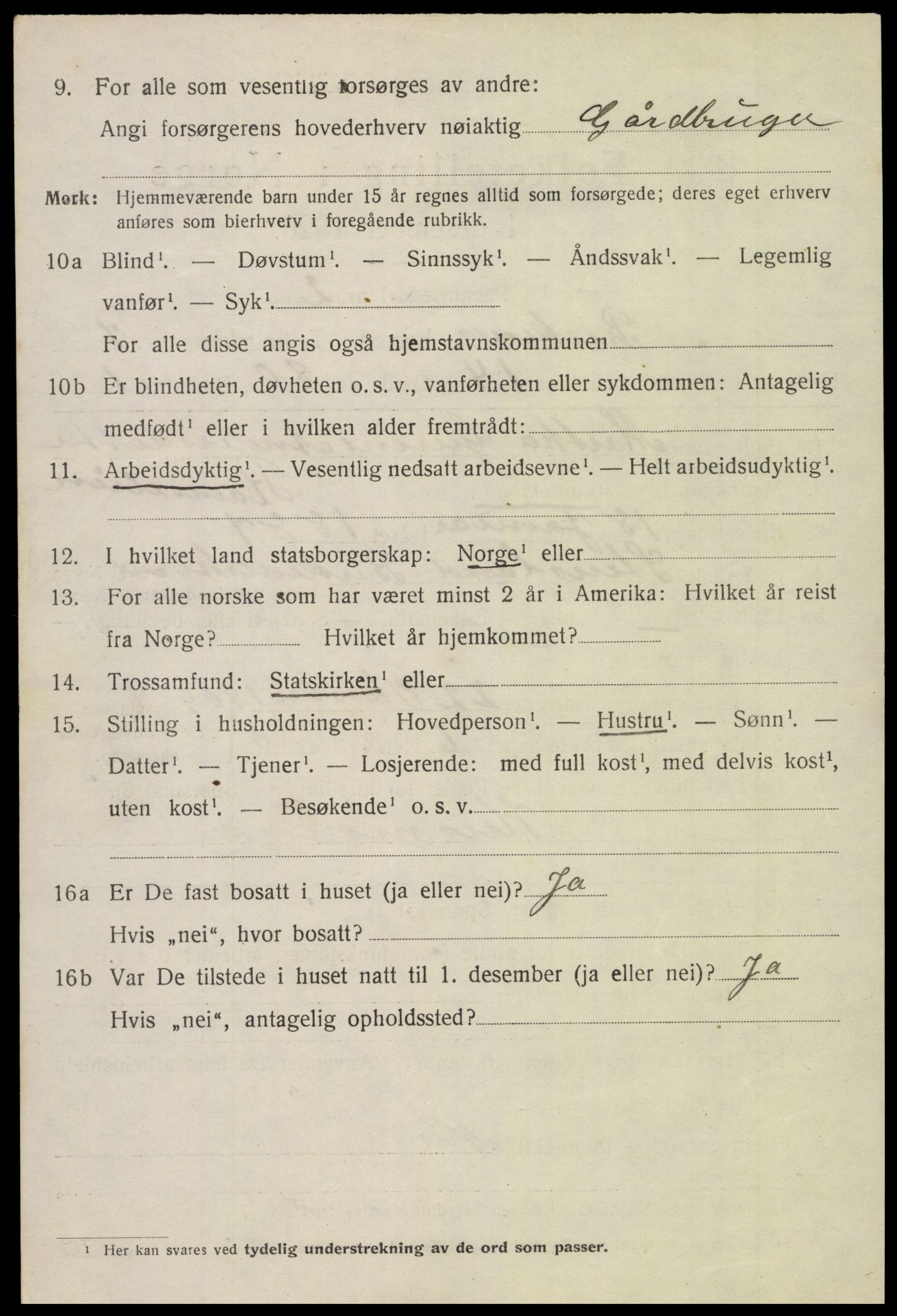 SAK, 1920 census for Birkenes, 1920, p. 4110