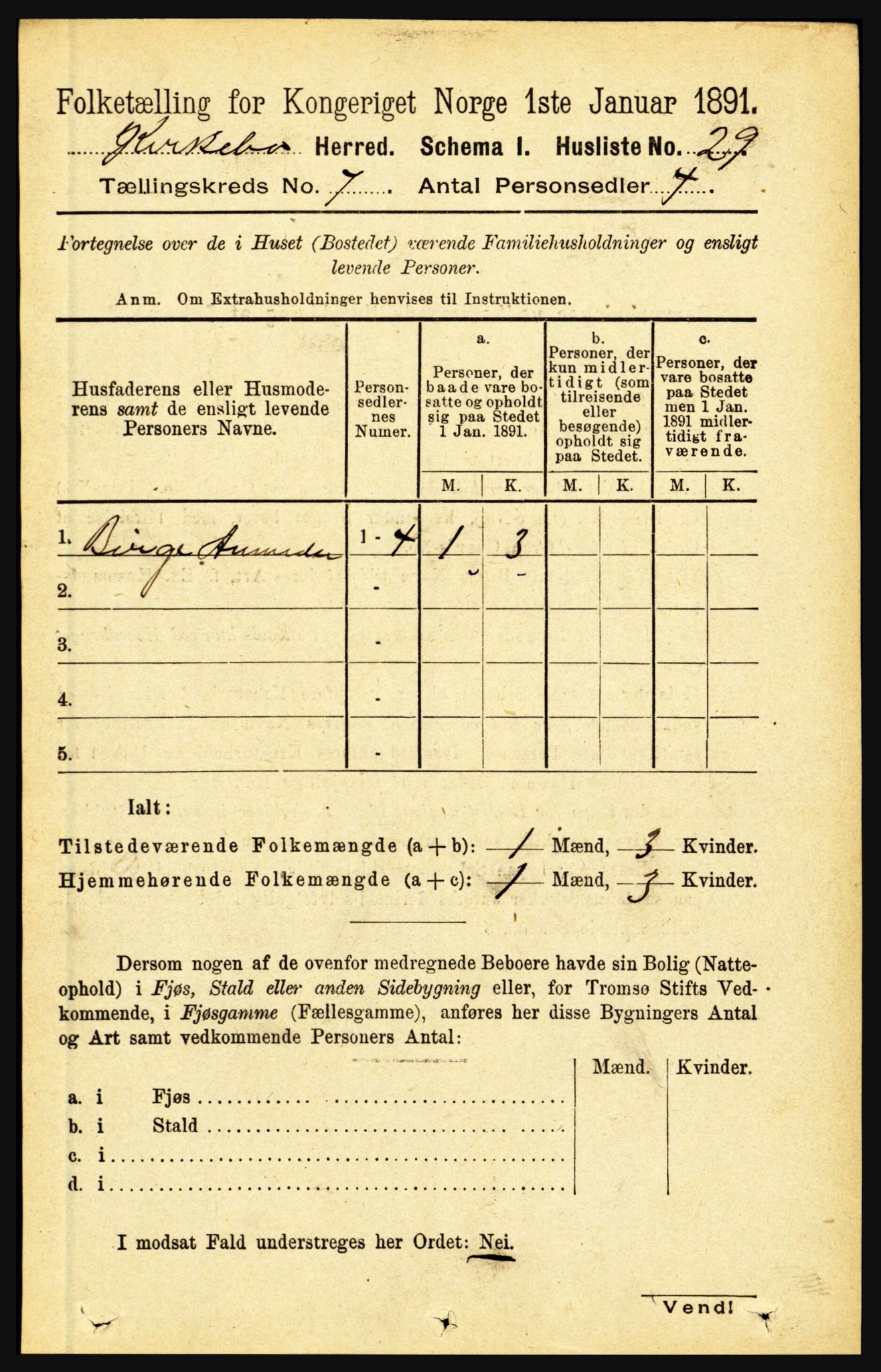 RA, 1891 census for 1416 Kyrkjebø, 1891, p. 1834