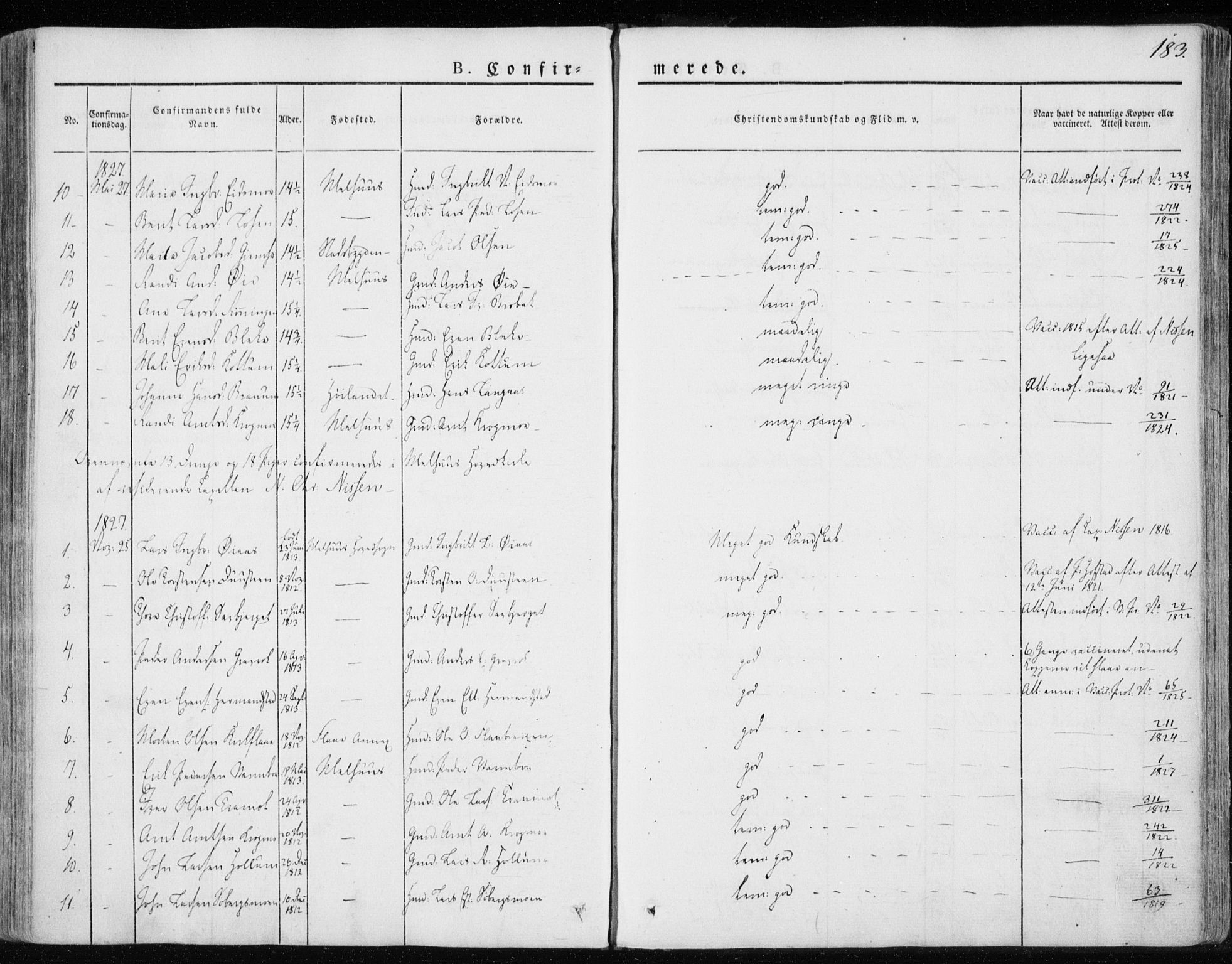 Ministerialprotokoller, klokkerbøker og fødselsregistre - Sør-Trøndelag, AV/SAT-A-1456/691/L1069: Parish register (official) no. 691A04, 1826-1841, p. 183