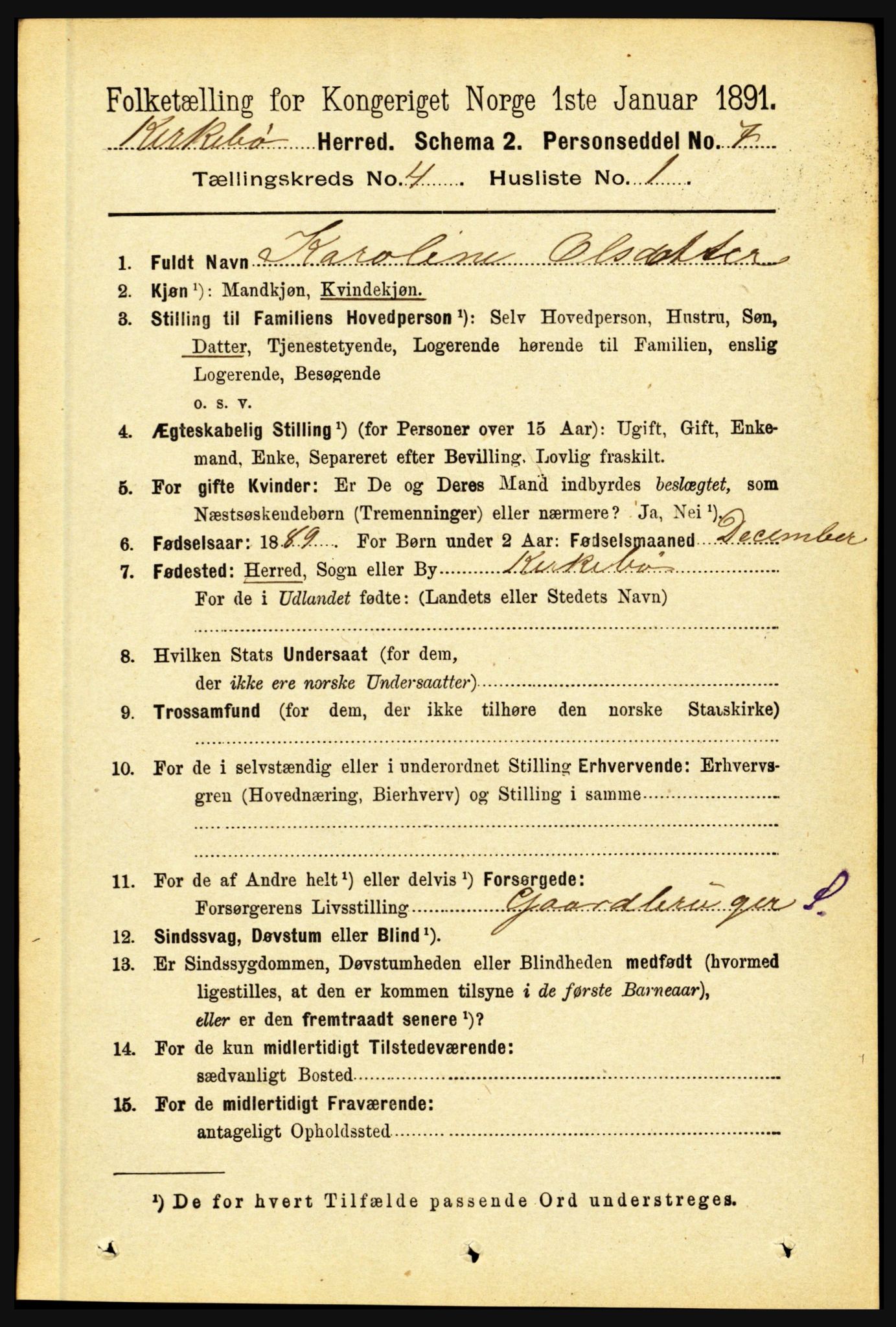 RA, 1891 census for 1416 Kyrkjebø, 1891, p. 871