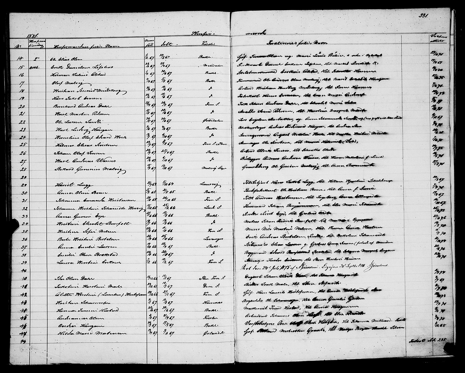Ministerialprotokoller, klokkerbøker og fødselsregistre - Sør-Trøndelag, SAT/A-1456/604/L0220: Parish register (copy) no. 604C03, 1870-1885, p. 281