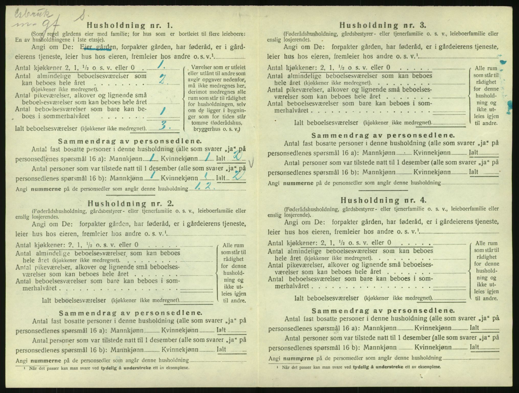 SAK, 1920 census for Høvåg, 1920, p. 483