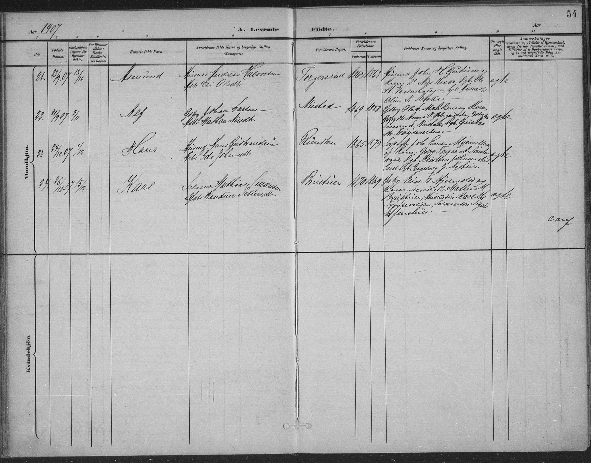 Østre Gausdal prestekontor, SAH/PREST-092/H/Ha/Haa/L0004: Parish register (official) no. 4, 1898-1914, p. 54