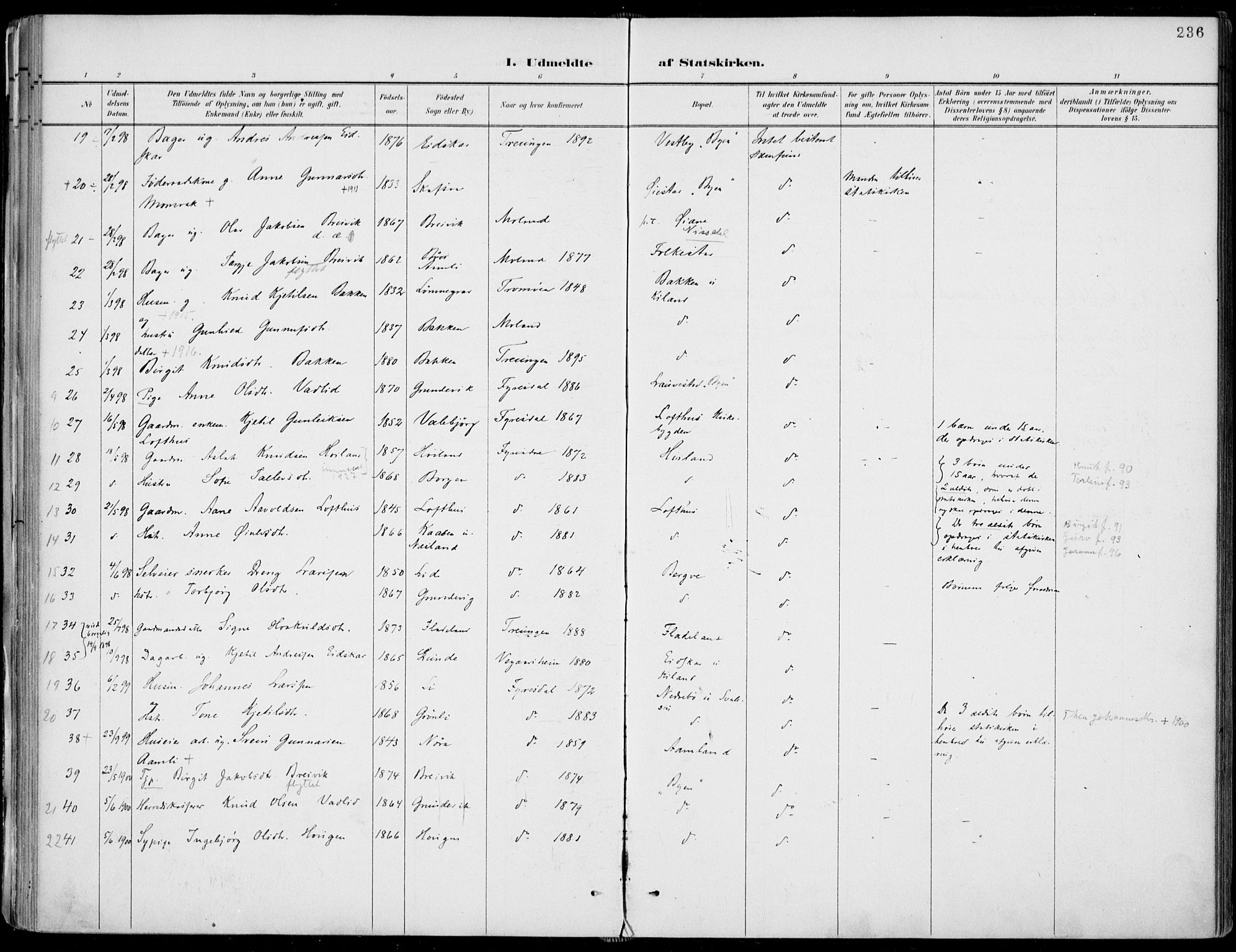 Fyresdal kirkebøker, SAKO/A-263/F/Fa/L0007: Parish register (official) no. I 7, 1887-1914, p. 236