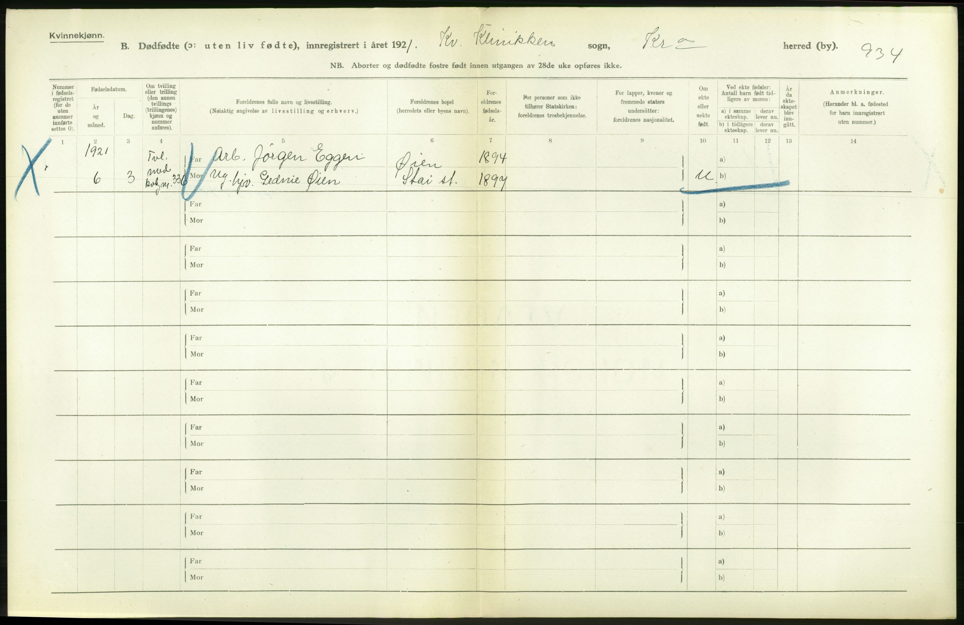 Statistisk sentralbyrå, Sosiodemografiske emner, Befolkning, RA/S-2228/D/Df/Dfc/Dfca/L0013: Kristiania: Døde, dødfødte, 1921, p. 600