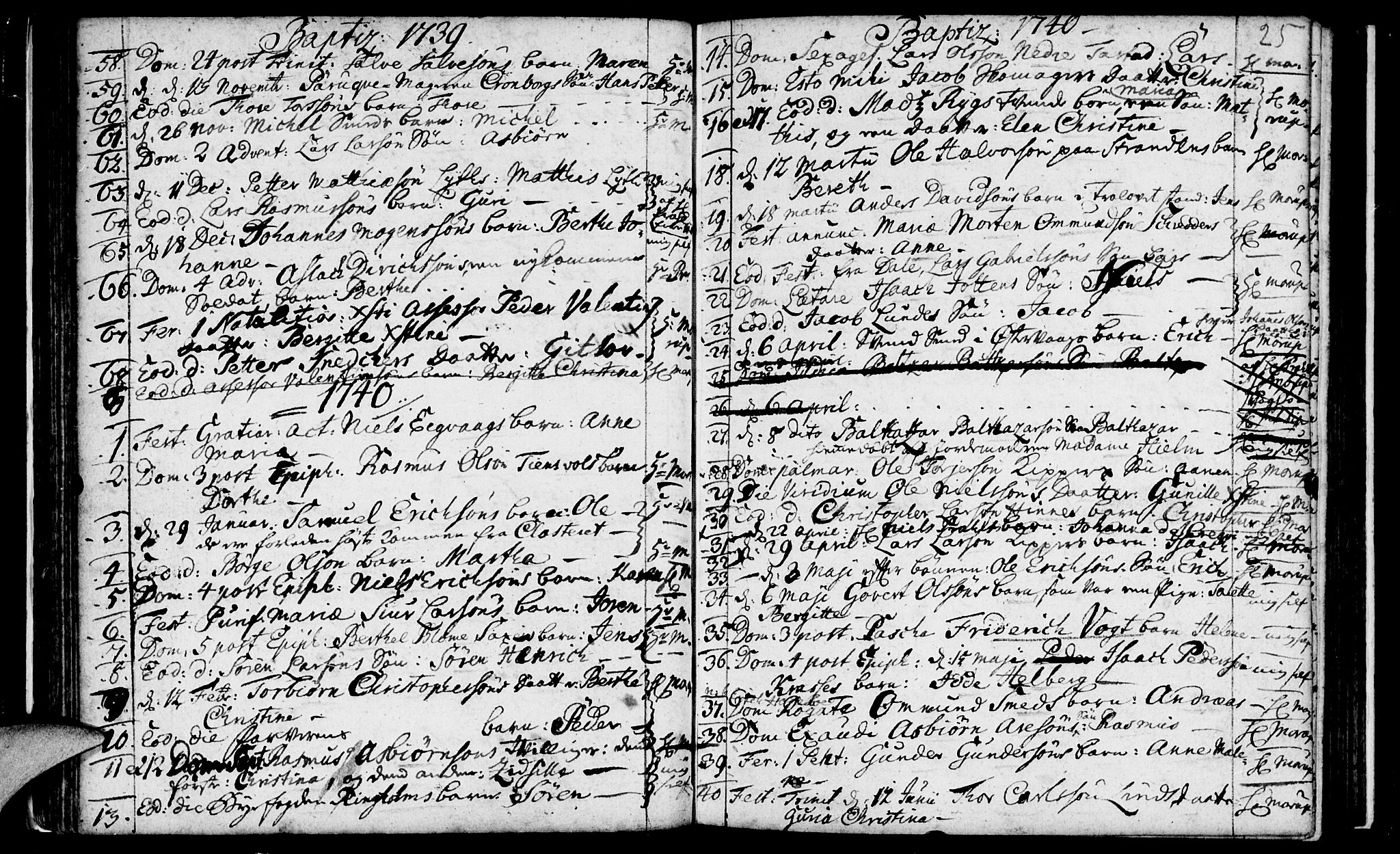 Domkirken sokneprestkontor, SAST/A-101812/001/30/30BA/L0003: Parish register (official) no. A 3 /1, 1738-1760, p. 25